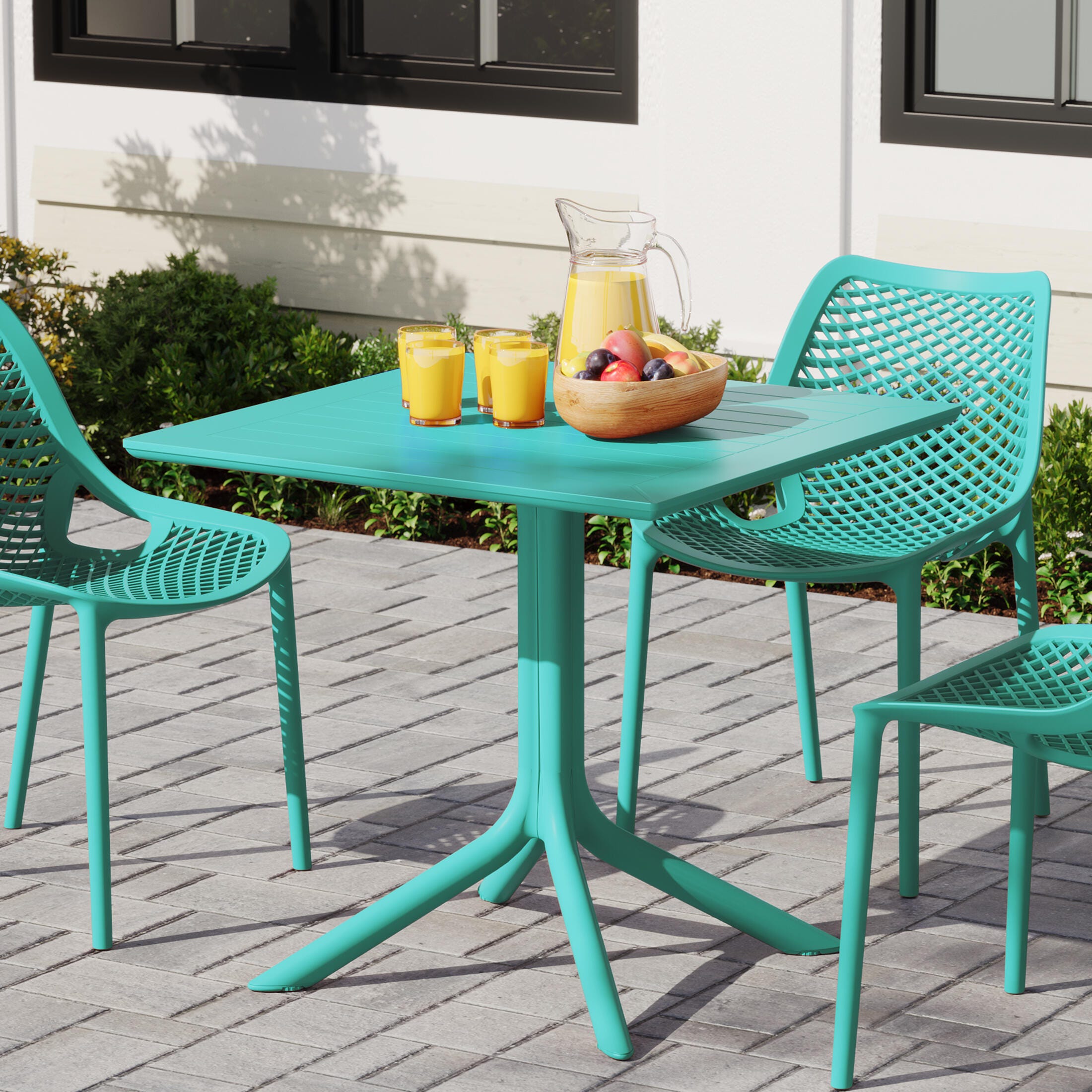 Westin Furniture Isla Square Outdoor Dining Table, Turquoise