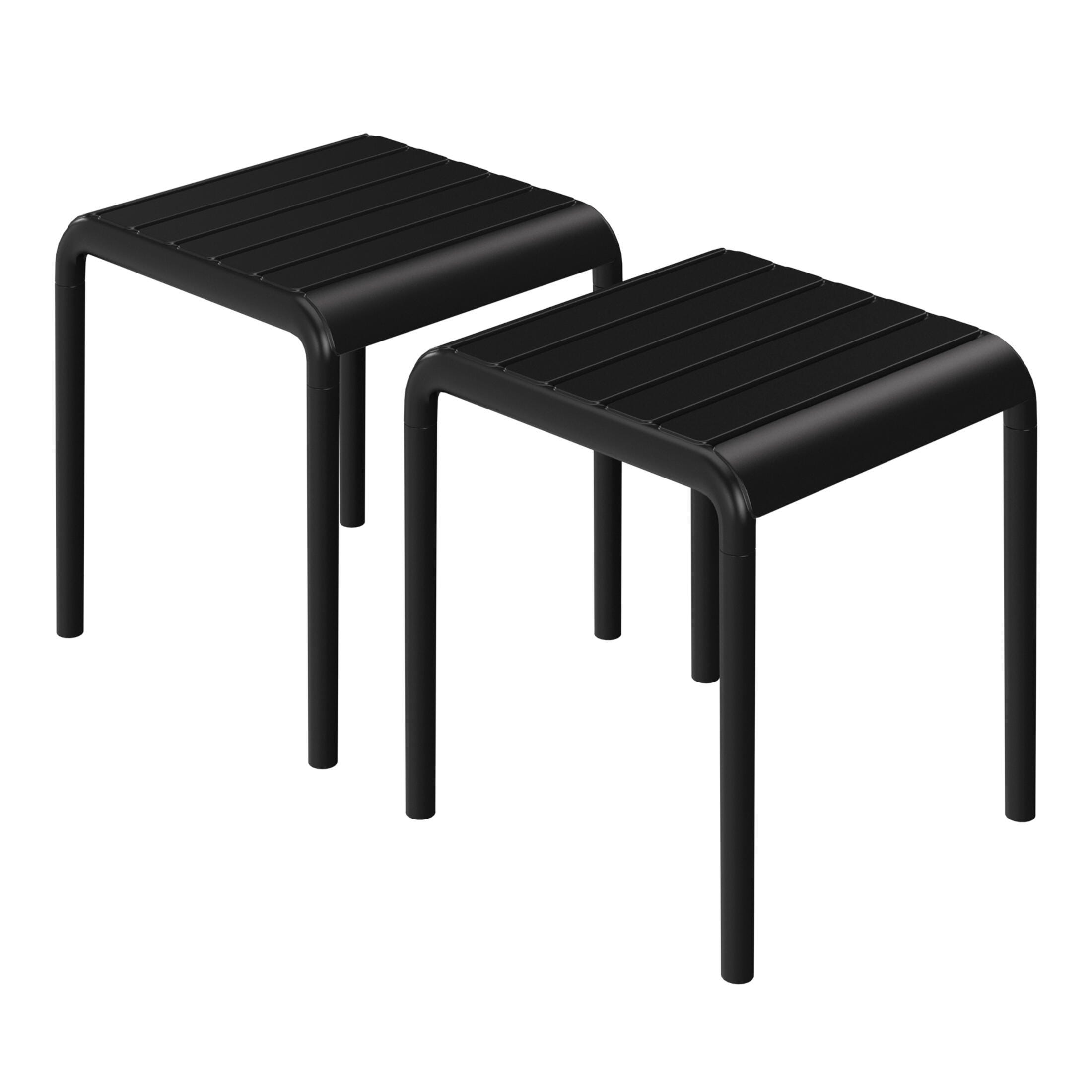 Westin Furniture Lucienne Square Outdoor Side Table (Set of 2), Black, large