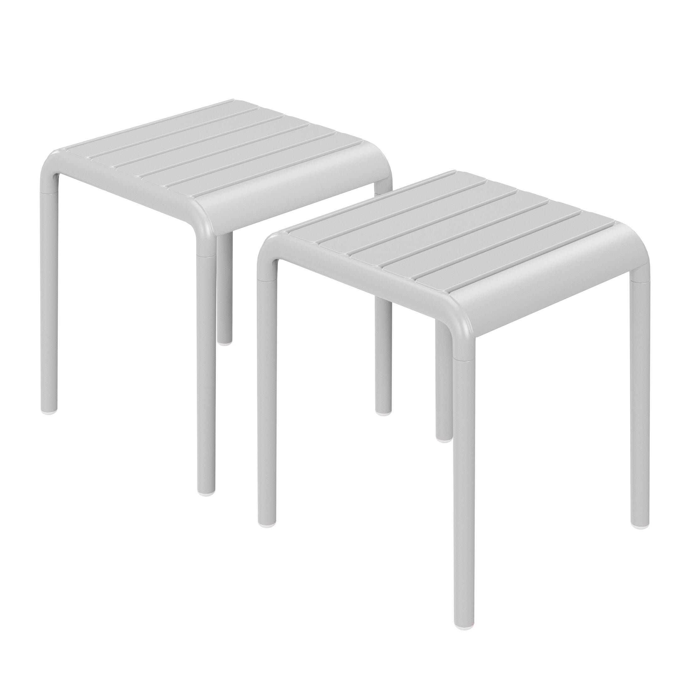 Westin Furniture Lucienne Square Outdoor Side Table (Set of 2), Gray, large
