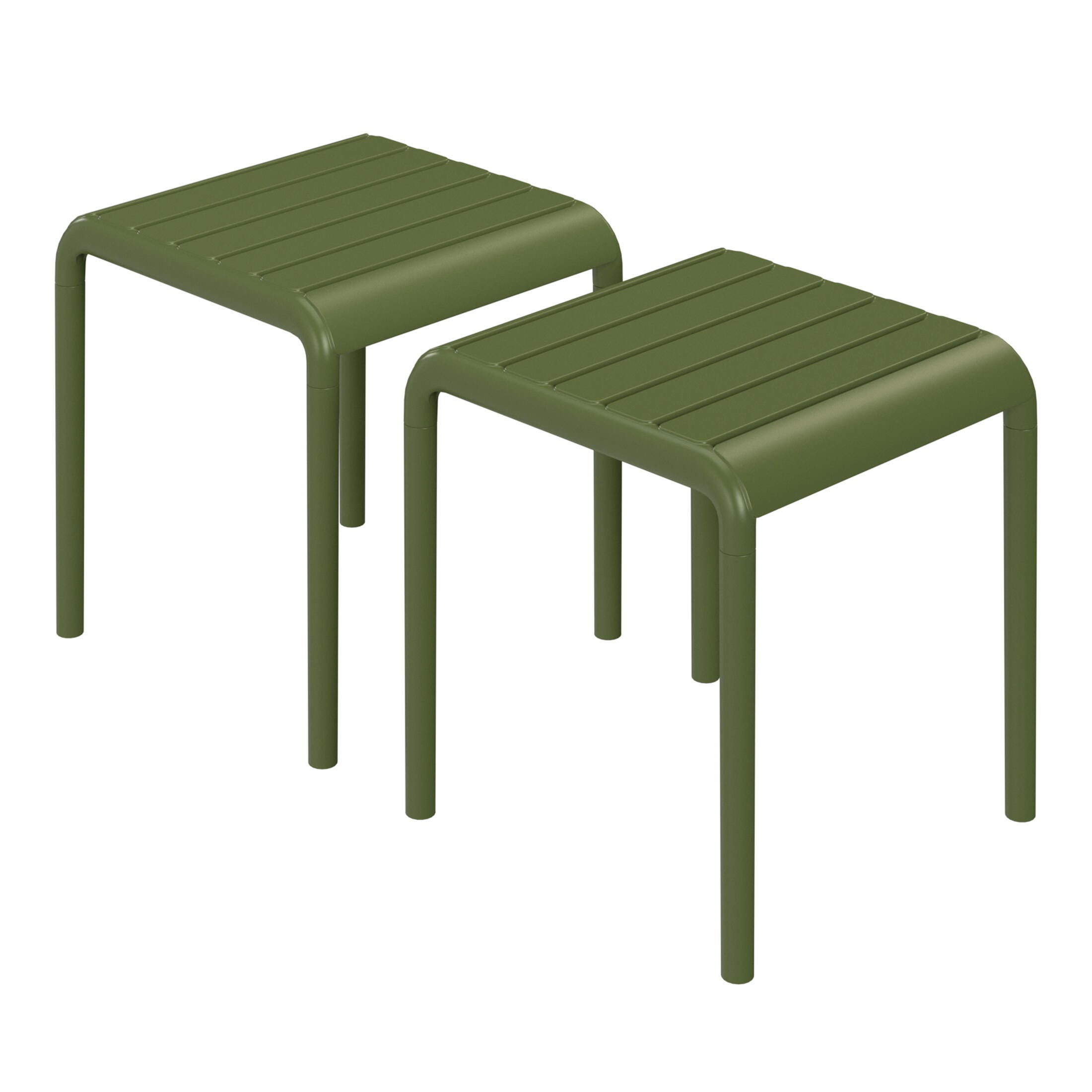 Westin Furniture Lucienne Square Outdoor Side Table (Set of 2), Olive Green, large