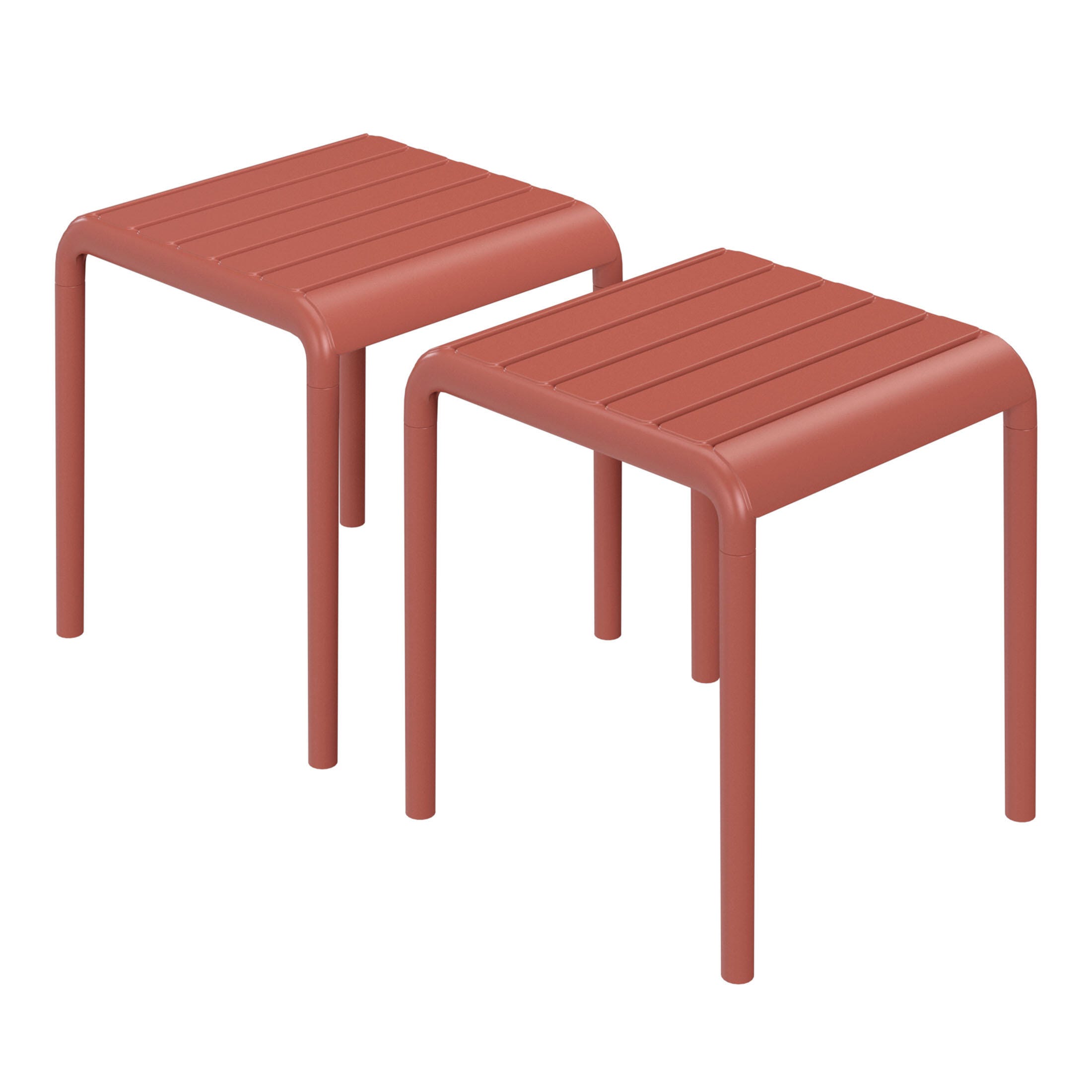 Westin Furniture Lucienne Square Outdoor Side Table (Set of 2), Red, large