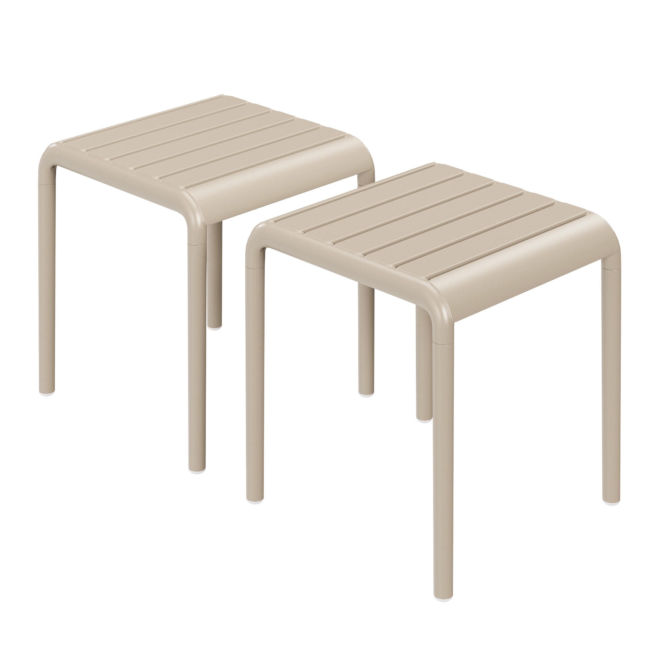 Westin Furniture Lucienne Square Outdoor Side Table (Set of 2), Sand, large
