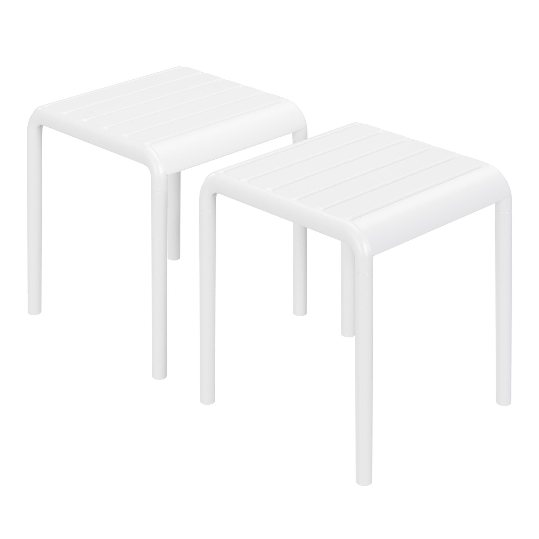 Westin Furniture Lucienne Square Outdoor Side Table (Set of 2), White, large