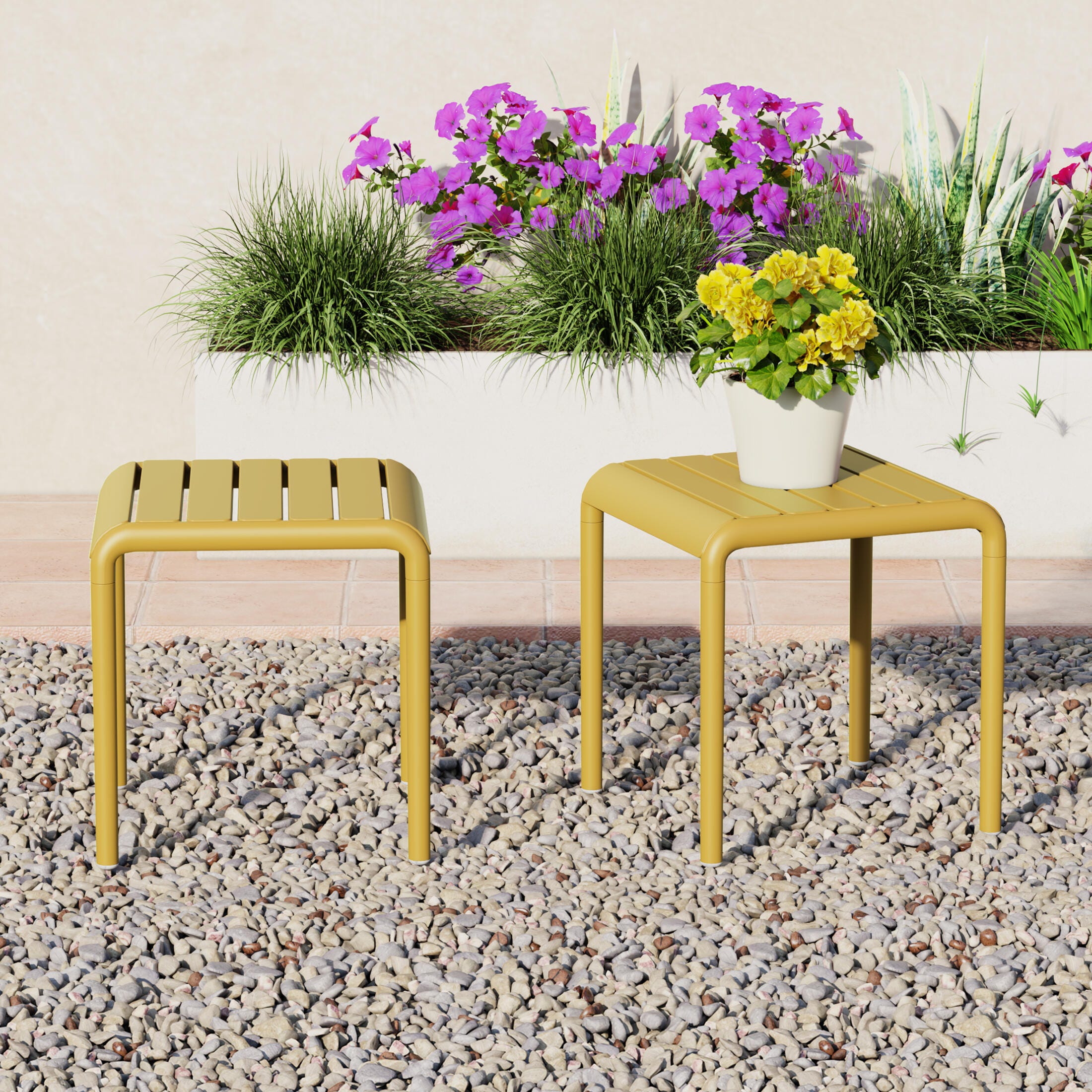 Westin Furniture Lucienne Square Outdoor Side Table (Set of 2), Yellow, rollover