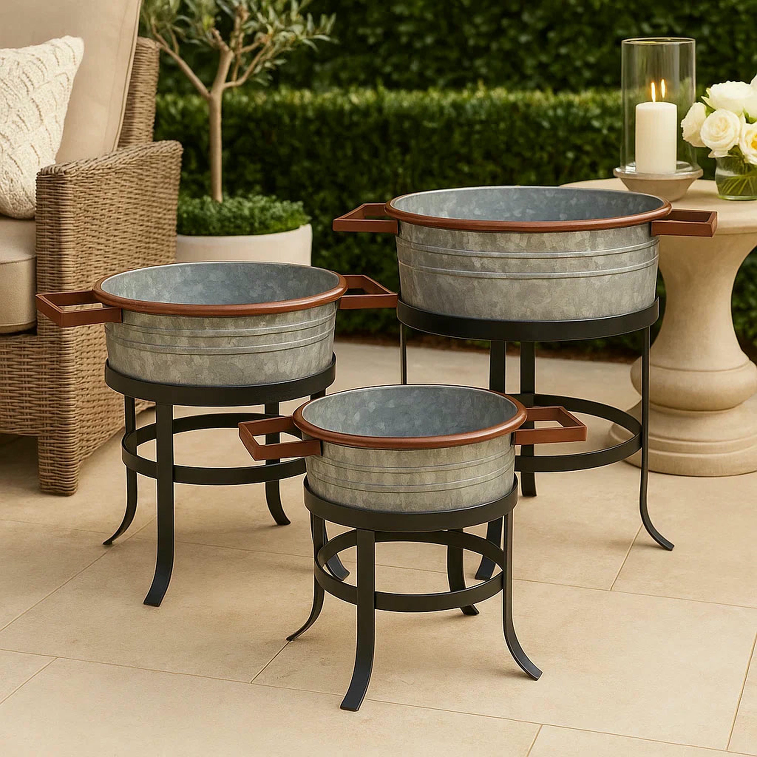 The Urban Port Outdoor Round Planter (Set of 3), , large