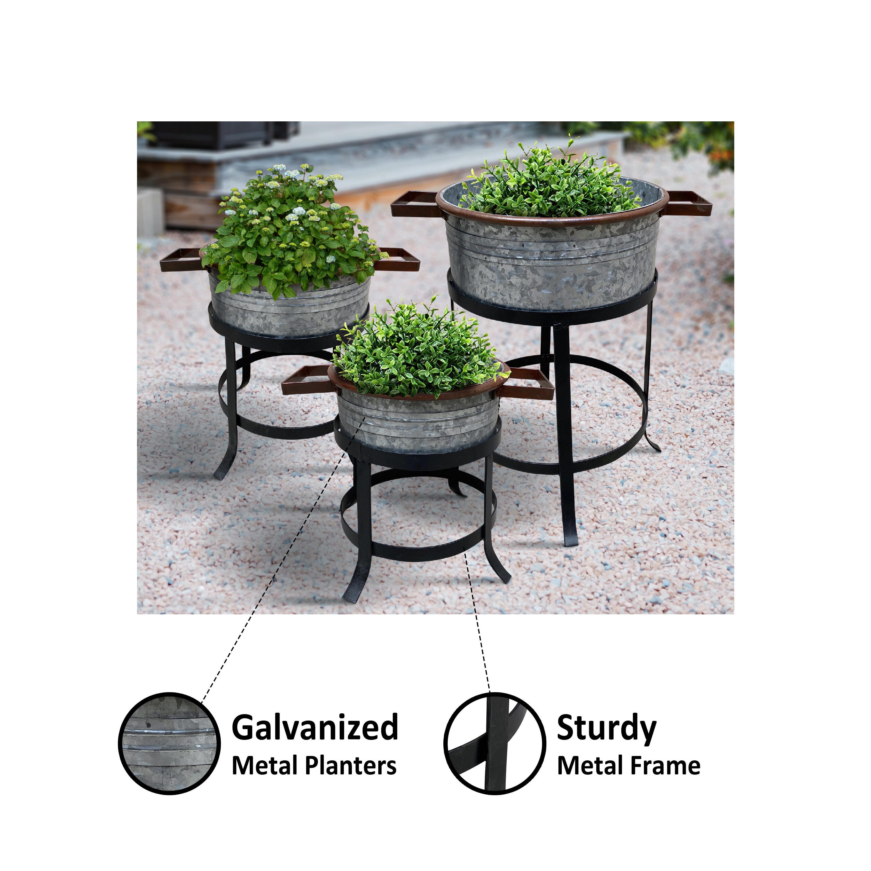 The Urban Port Outdoor Round Planter (Set of 3), , large