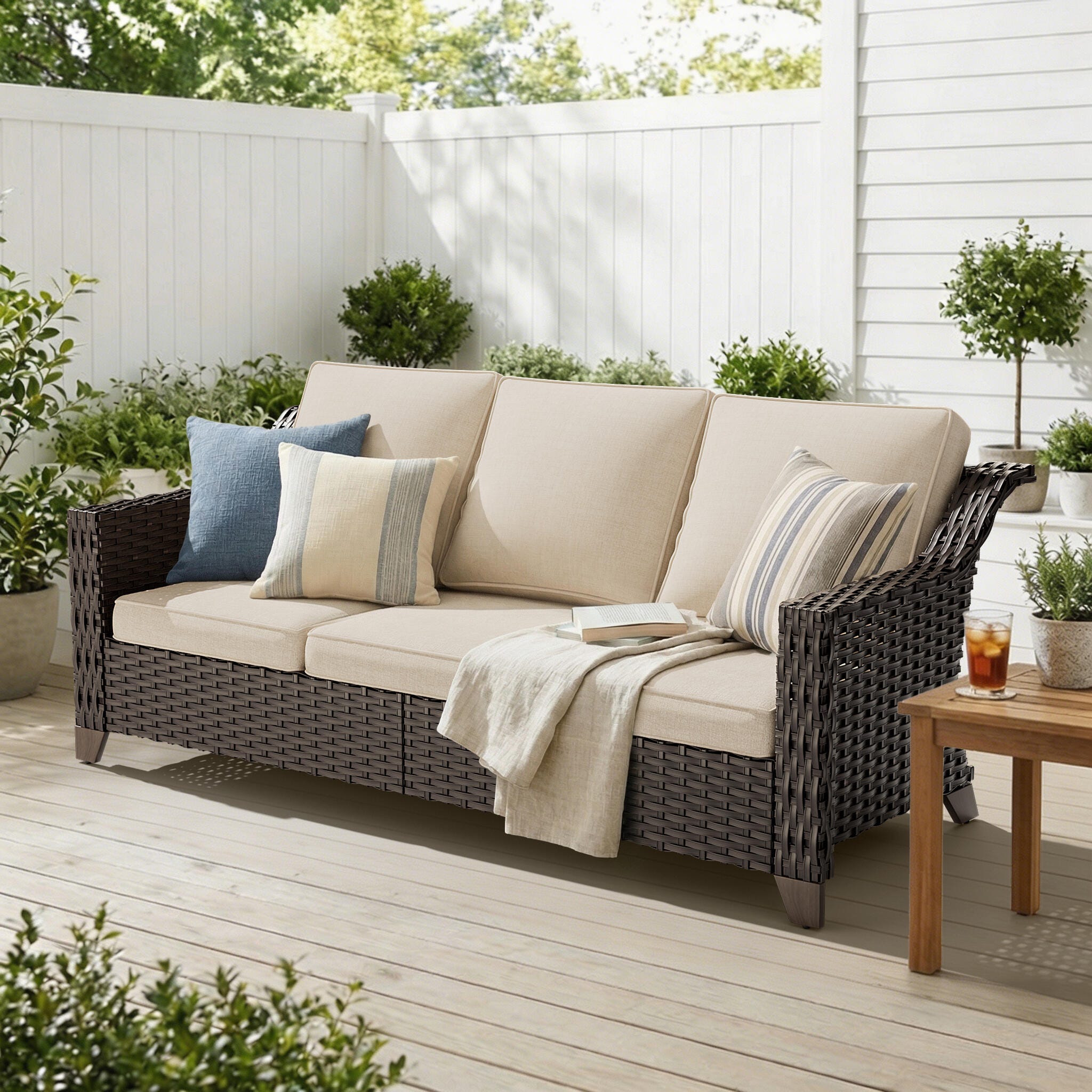 MORN HILL Sunset Cove Outdoor Sofa, Beige, rollover