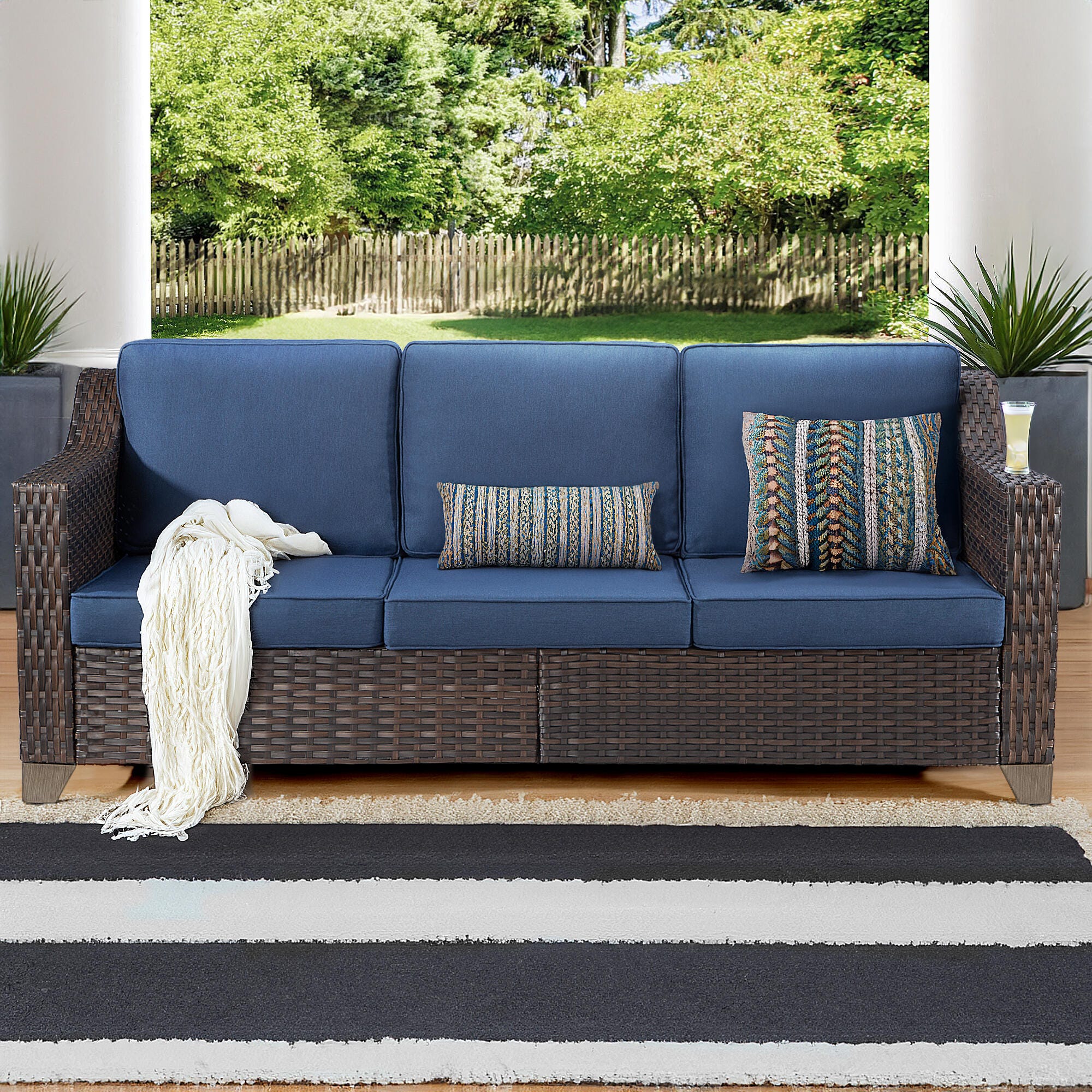 MORN HILL Sunset Cove Outdoor Sofa, Blue, large