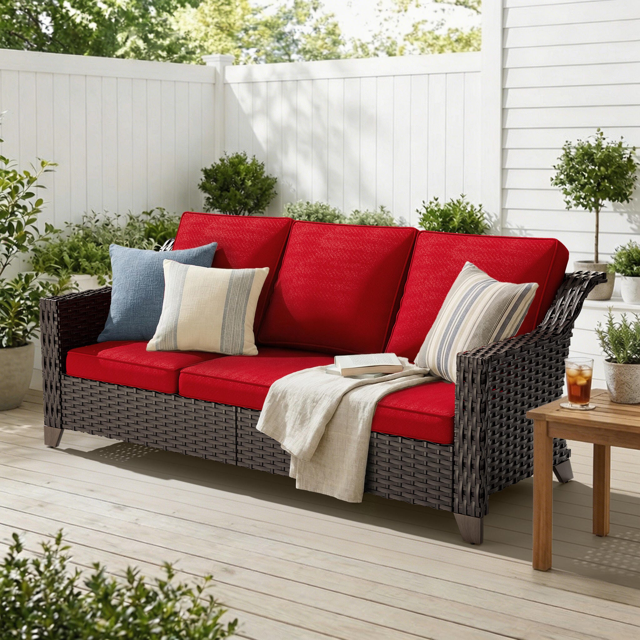 MORN HILL Sunset Cove Outdoor Sofa, Red, rollover