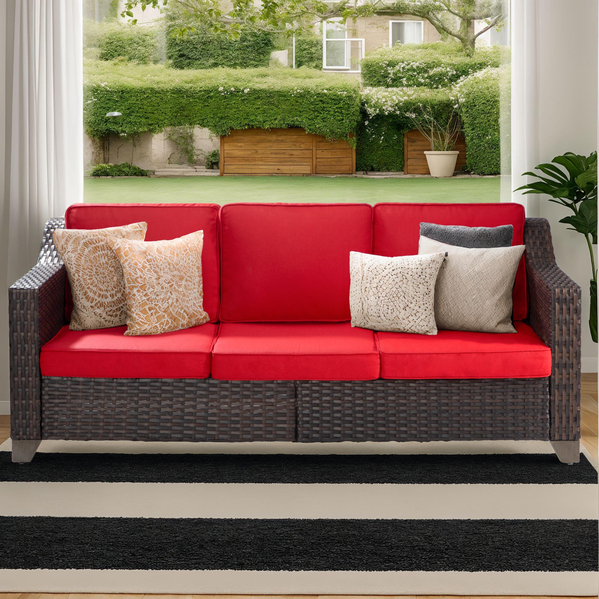 MORN HILL Sunset Cove Outdoor Sofa, Red, large