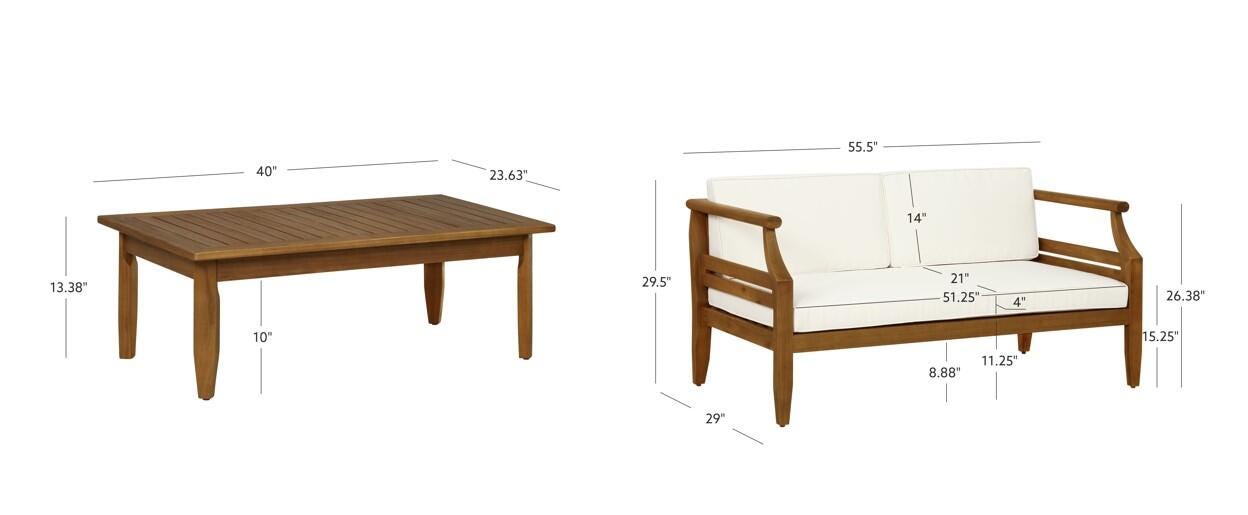 Linon Holland Outdoor Loveseat with Coffee Table, , large