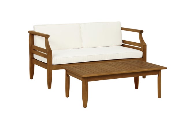 Linon Holland Outdoor Loveseat with Coffee Table