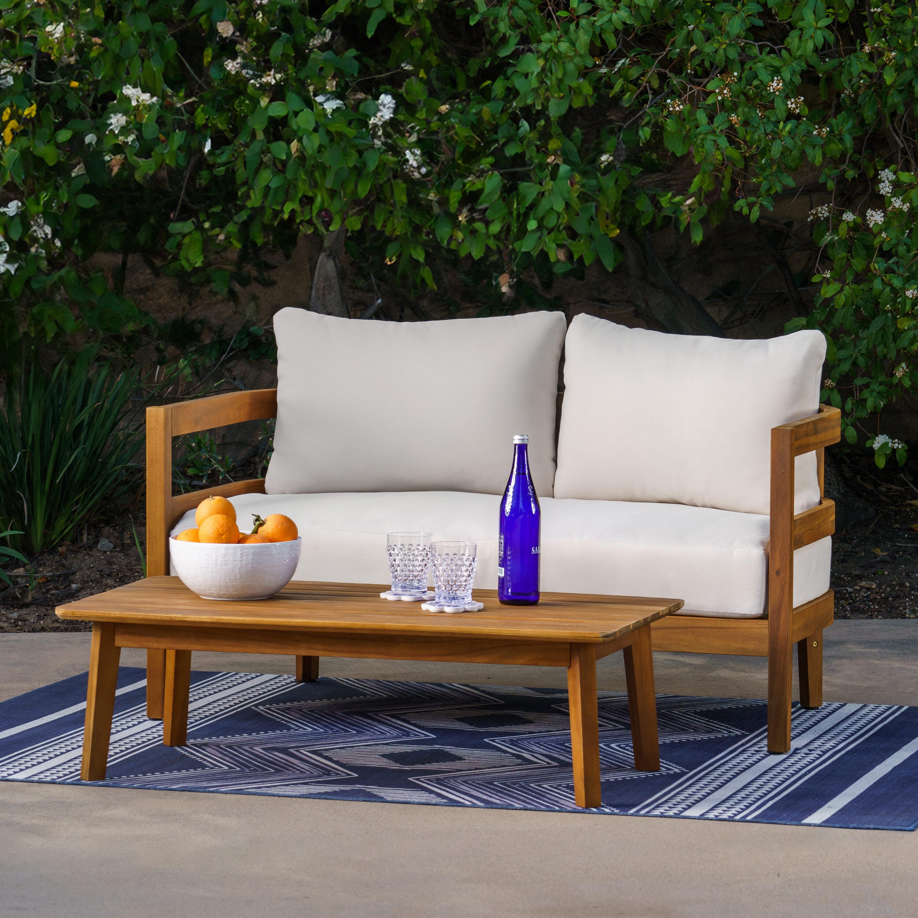 Linon Creston Outdoor Loveseat and Cocktail Table, , rollover