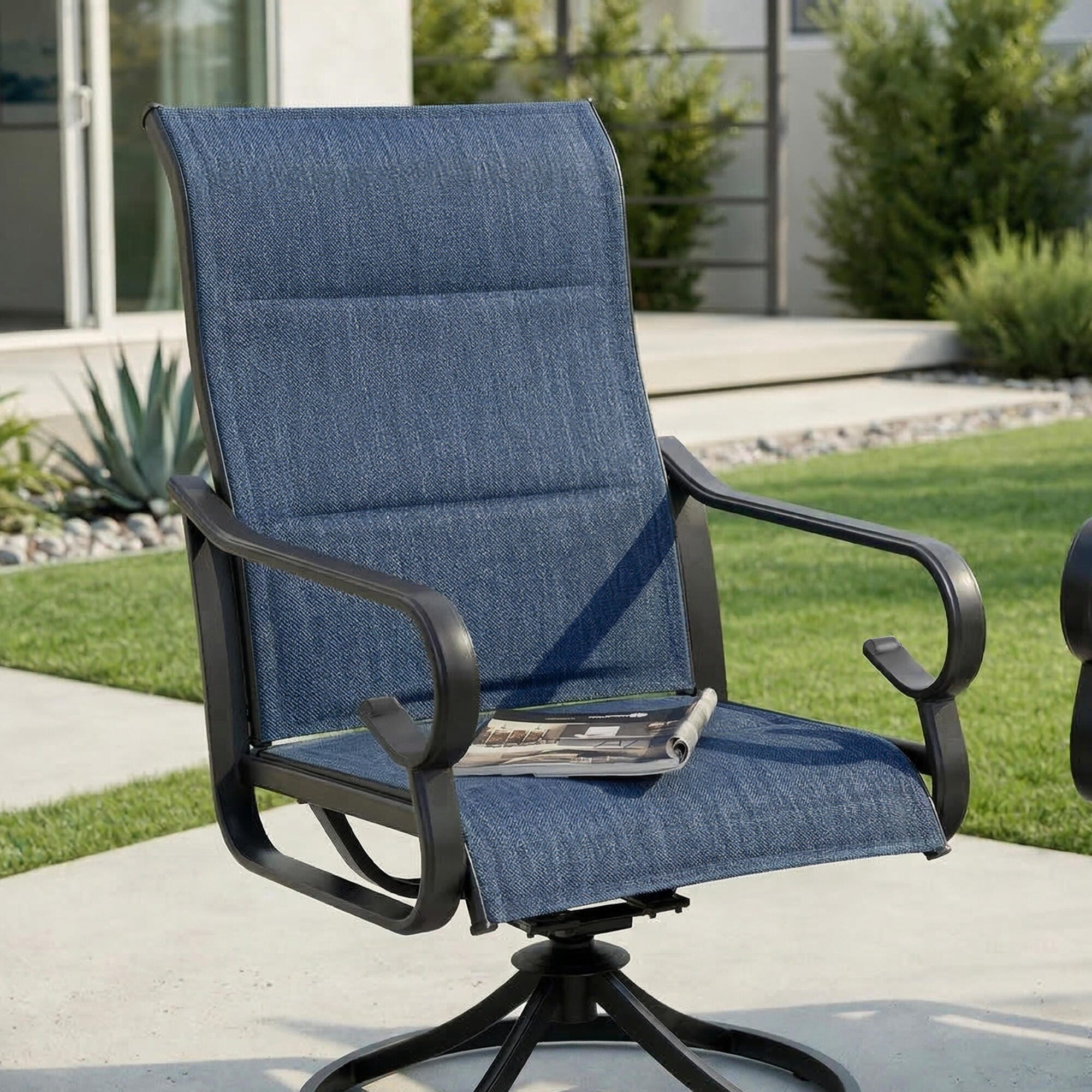 Nuu Garden Outdoor Swivel Dining Chair (Set of 2), Blue, large