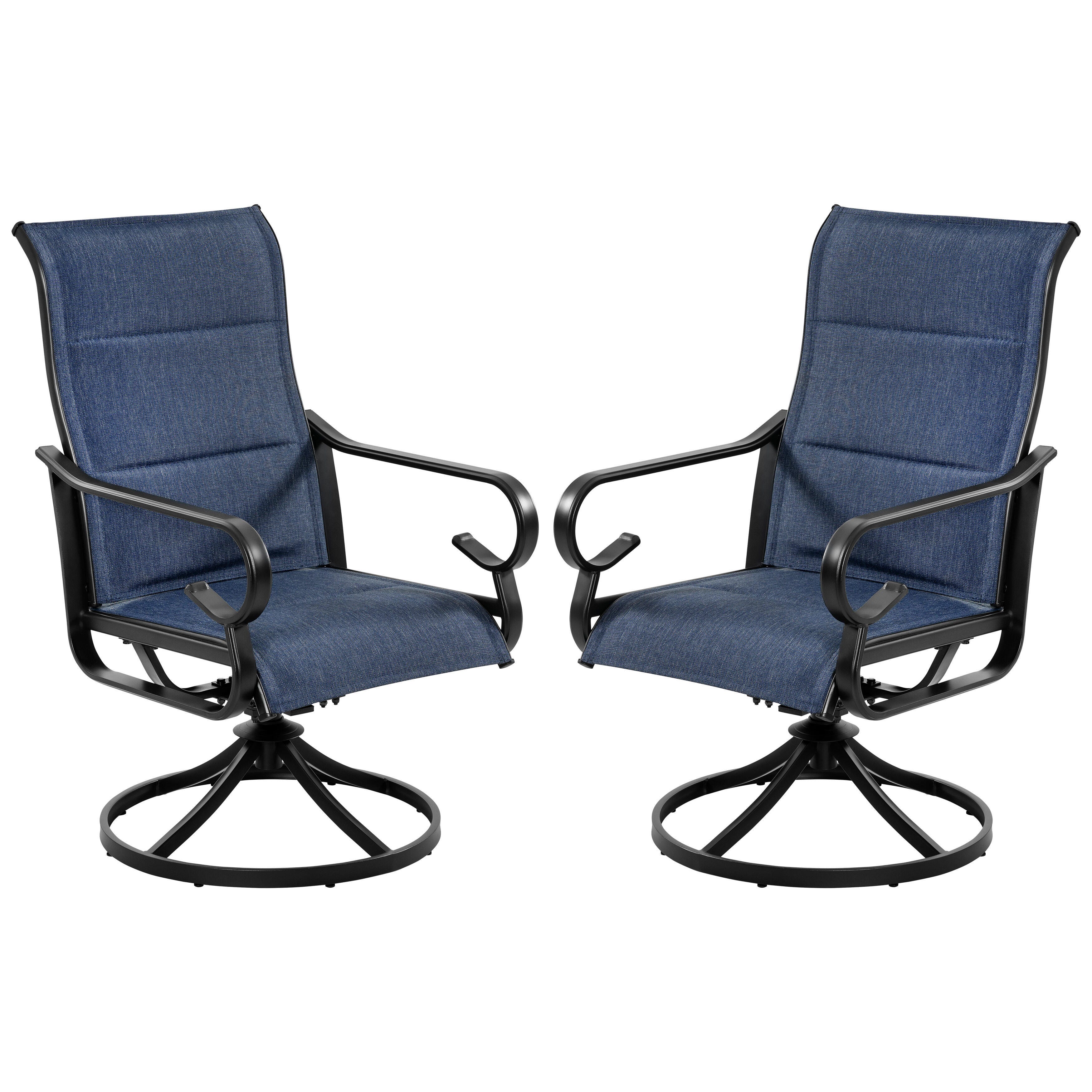 Nuu Garden Outdoor Swivel Dining Chair (Set of 2), Blue, large
