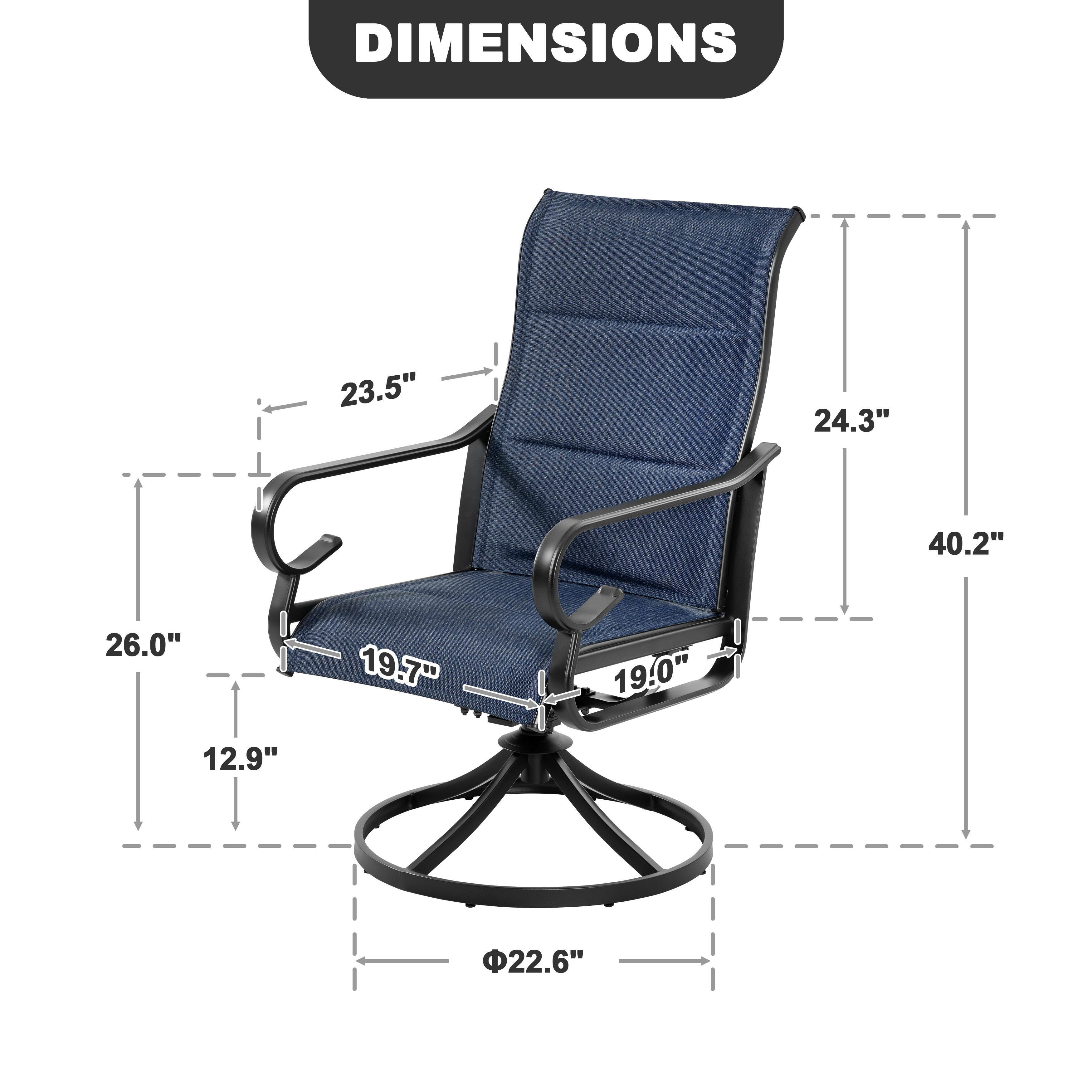 Nuu Garden Outdoor Swivel Dining Chair (Set of 2), Blue, large