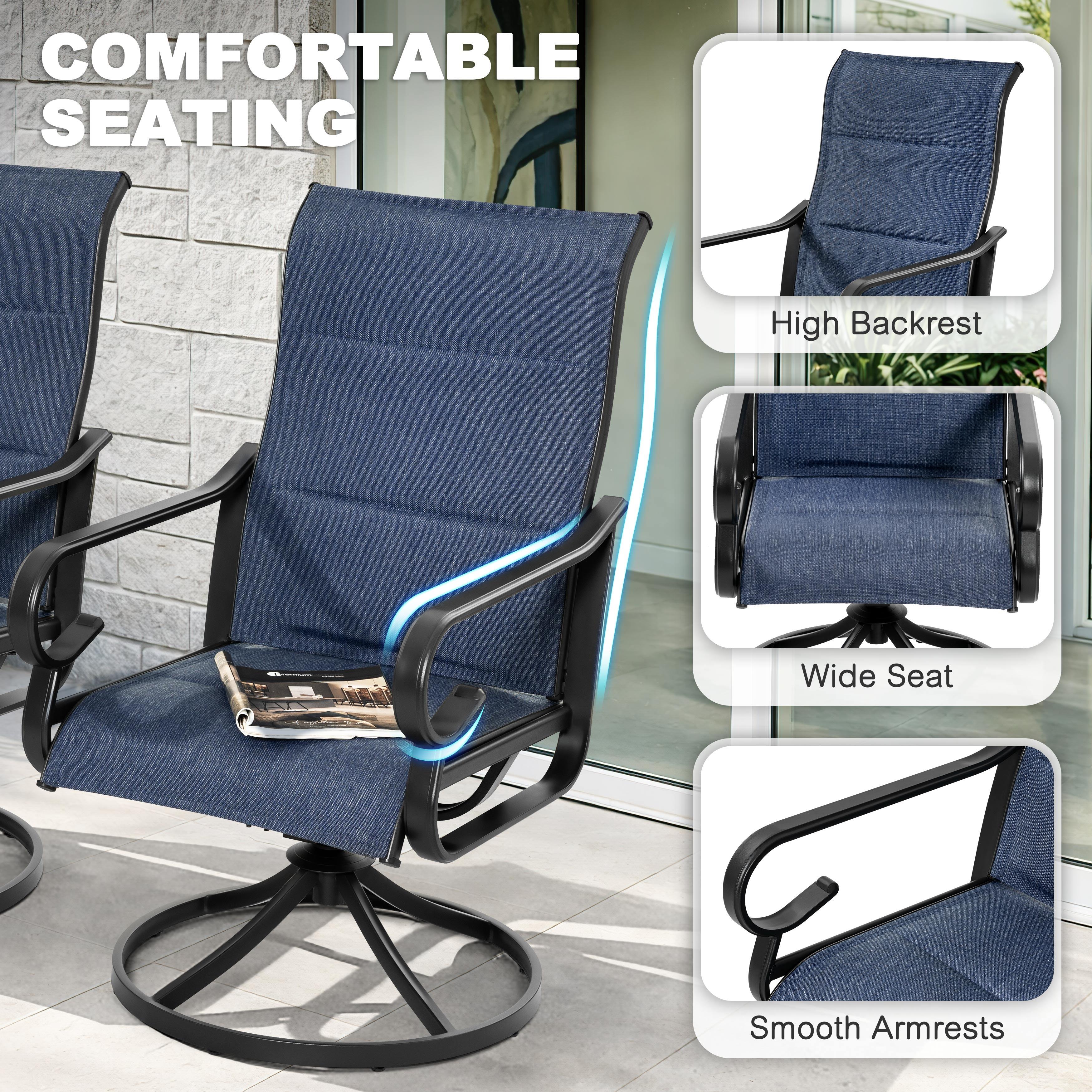 Nuu Garden Outdoor Swivel Dining Chair (Set of 2), Blue, large
