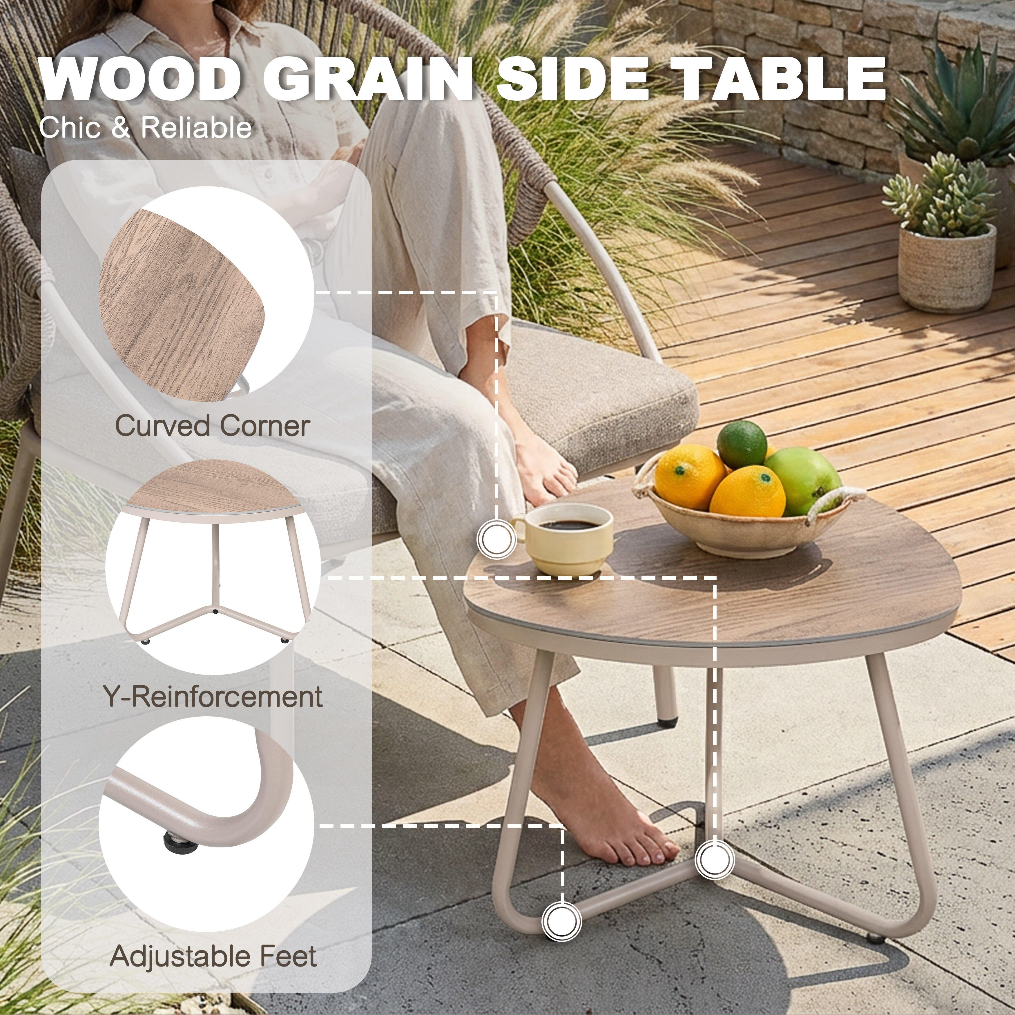 Nuu Garden Outdoor Side Table and 2 Dining Chairs, , large