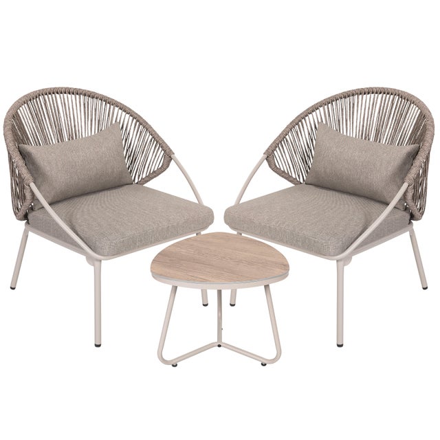 Nuu Garden Outdoor Side Table and 2 Dining Chairs, Gray