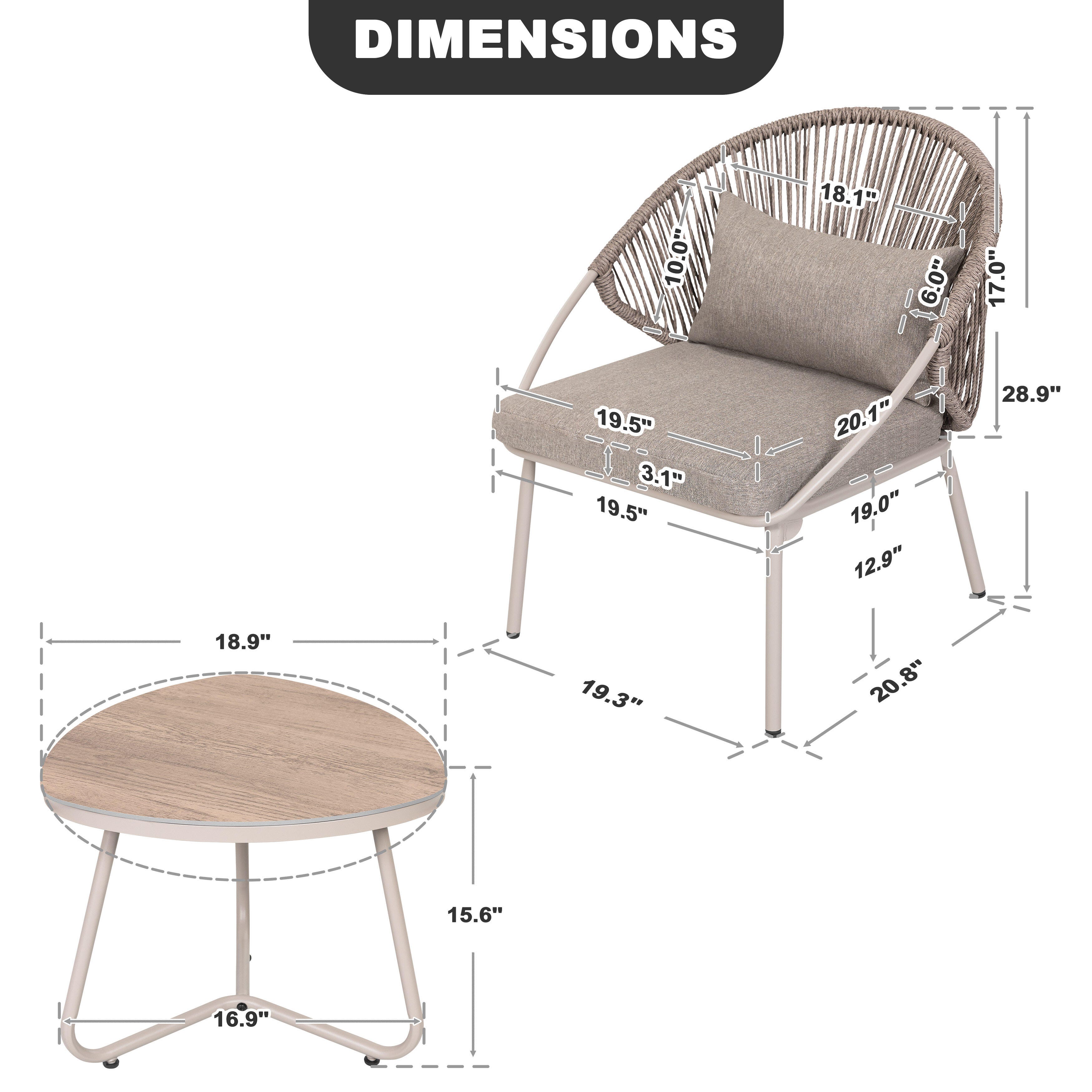 Nuu Garden Outdoor Side Table and 2 Dining Chairs, , large