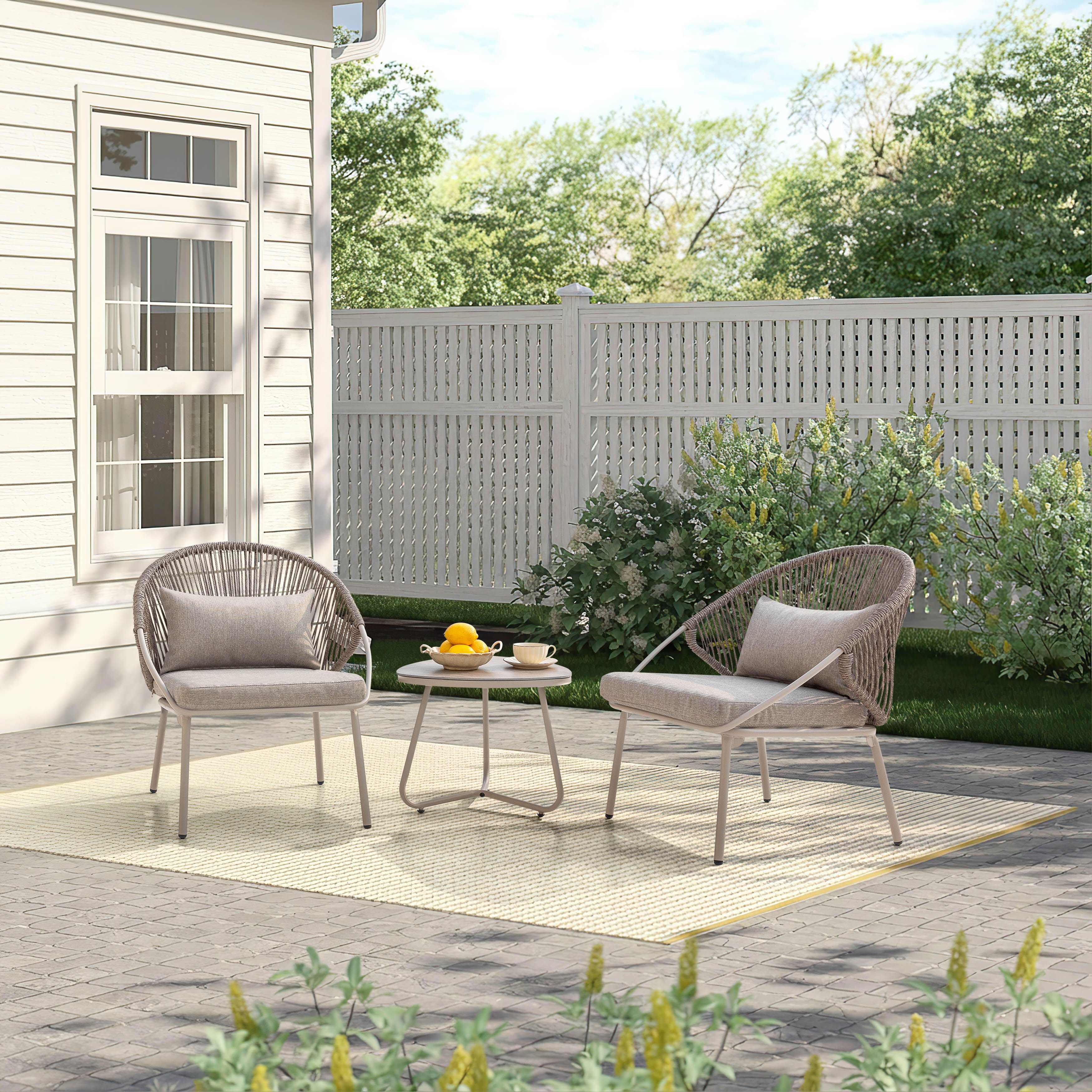 Nuu Garden Outdoor Side Table and 2 Dining Chairs, , large