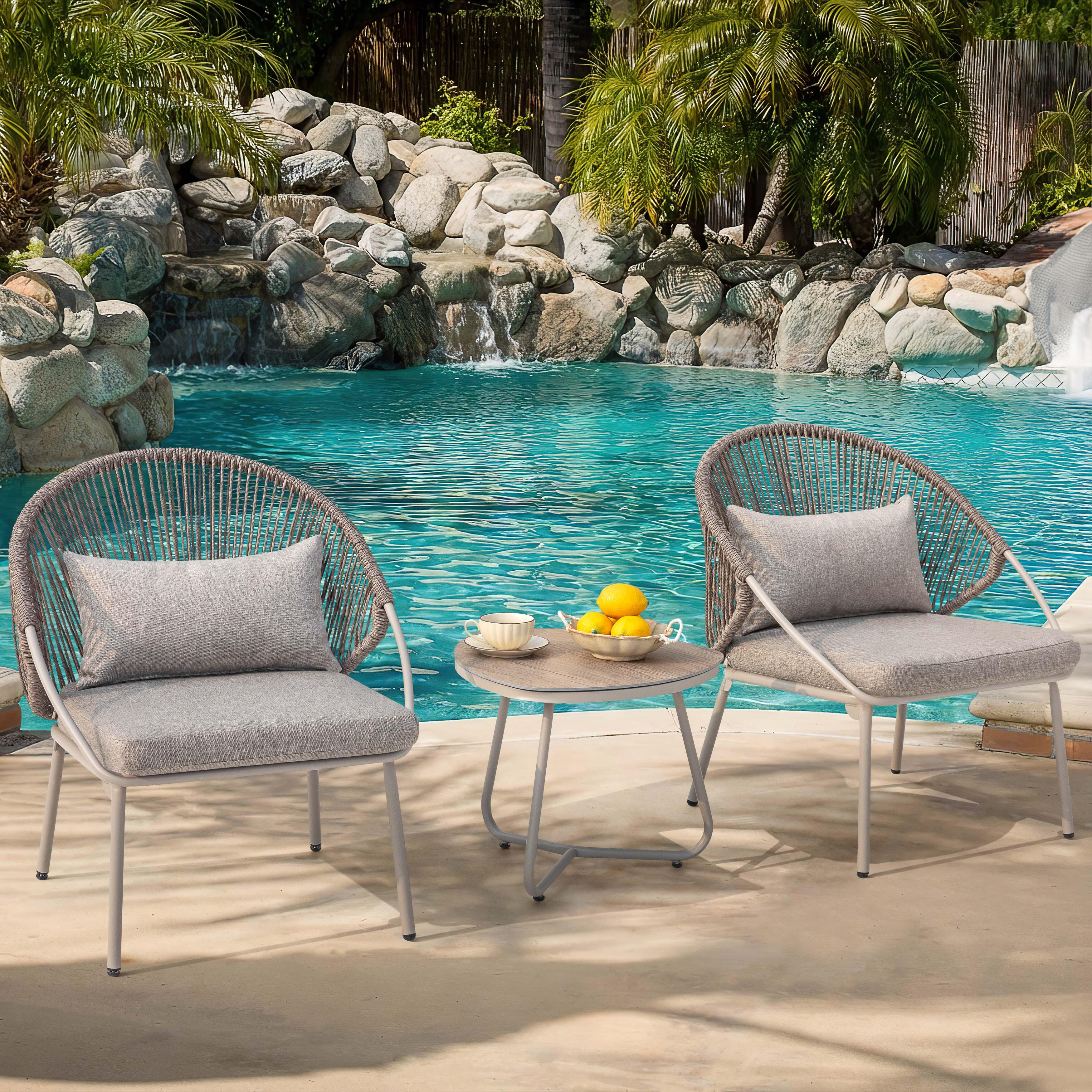 Nuu Garden Outdoor Side Table and 2 Dining Chairs, , large