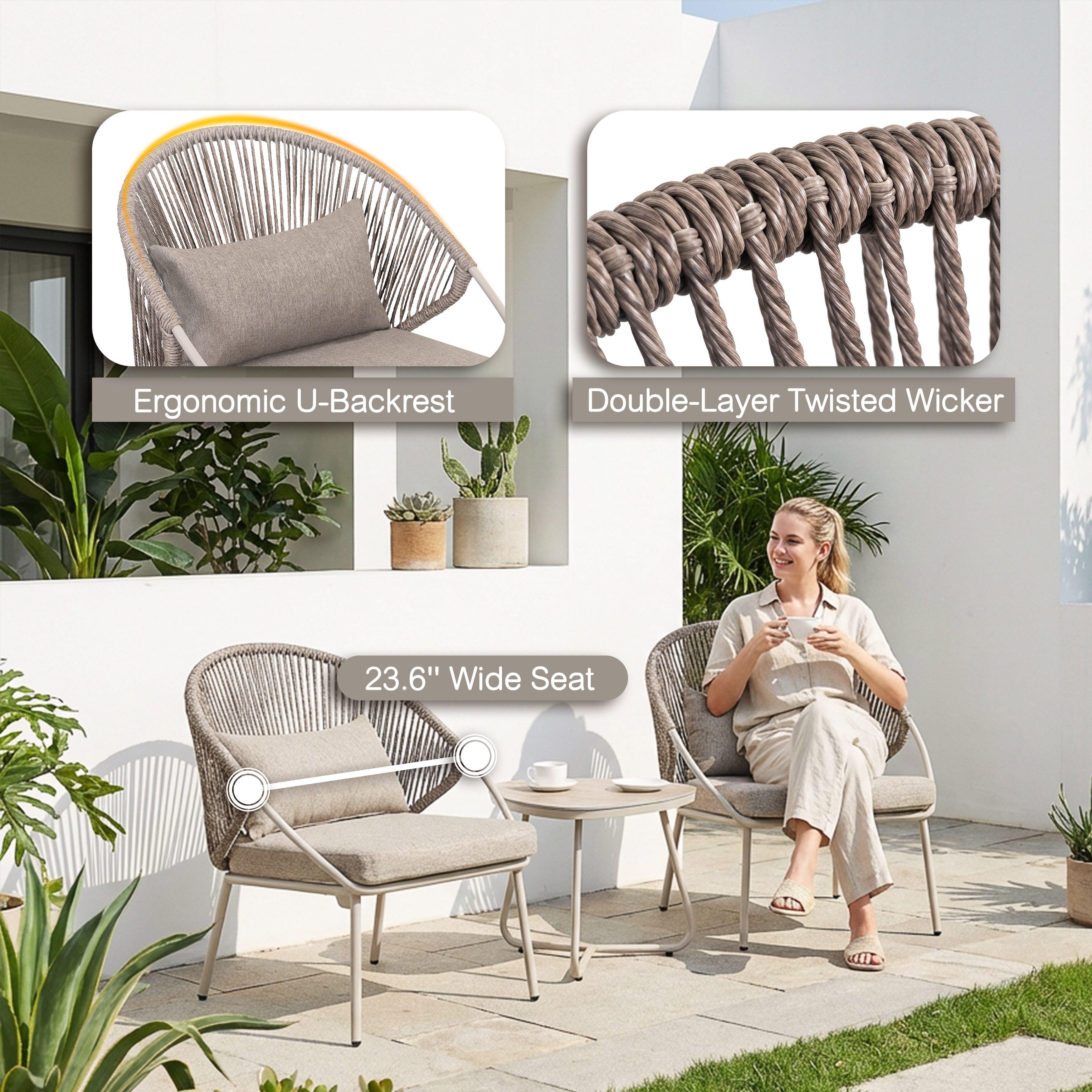 Nuu Garden Outdoor Side Table and 2 Dining Chairs, , large
