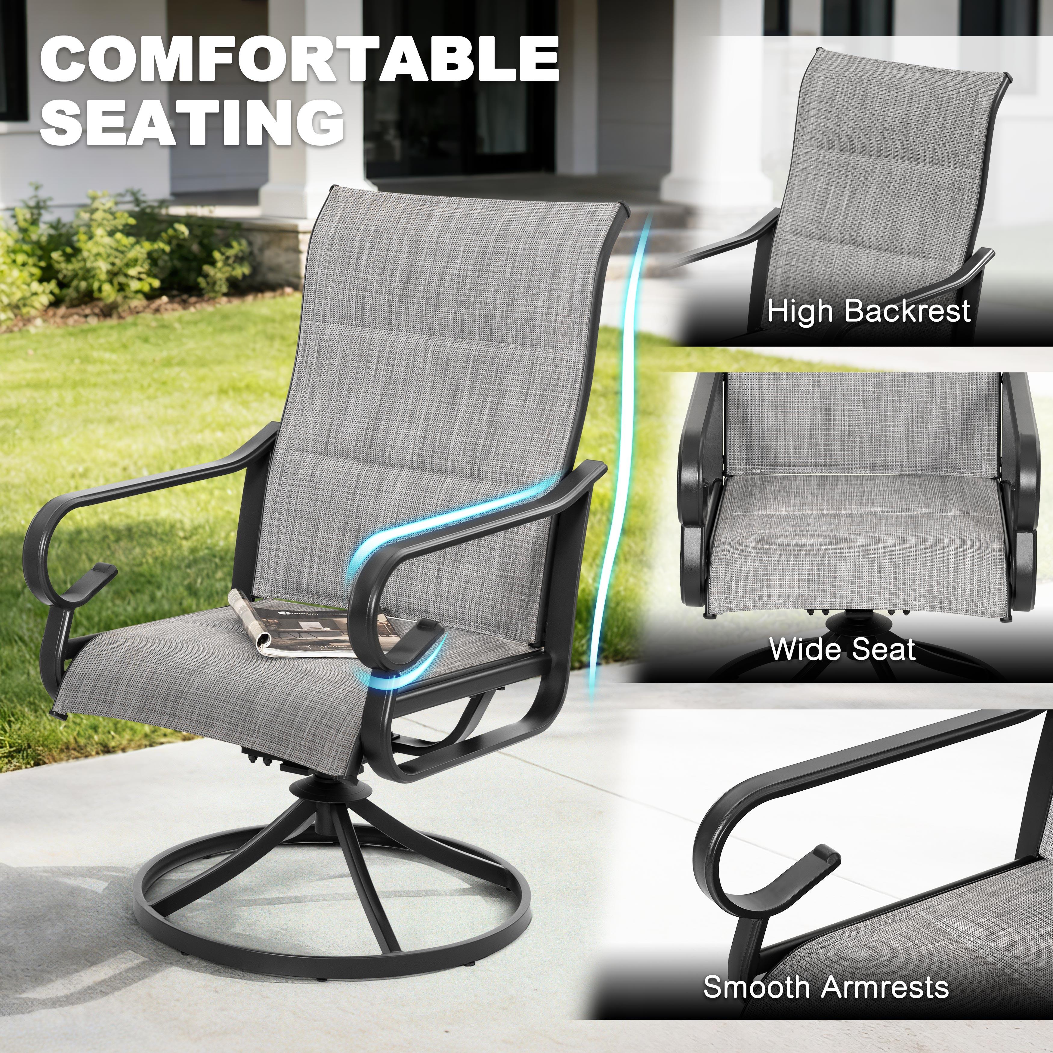 Nuu Garden Outdoor Swivel Dining Chair (Set of 2), Light Gray, large