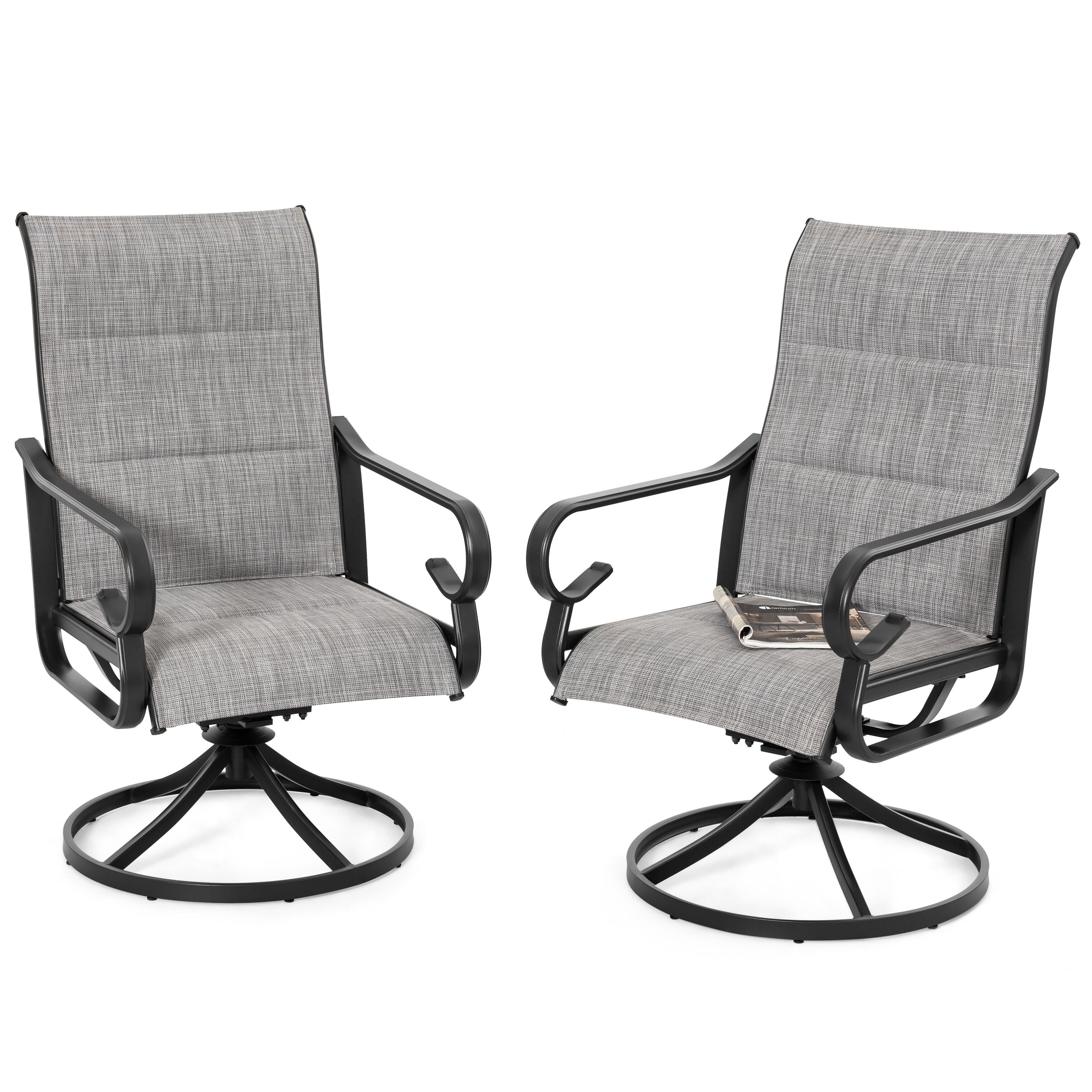 Nuu Garden Outdoor Swivel Dining Chair (Set of 2), Light Gray, large