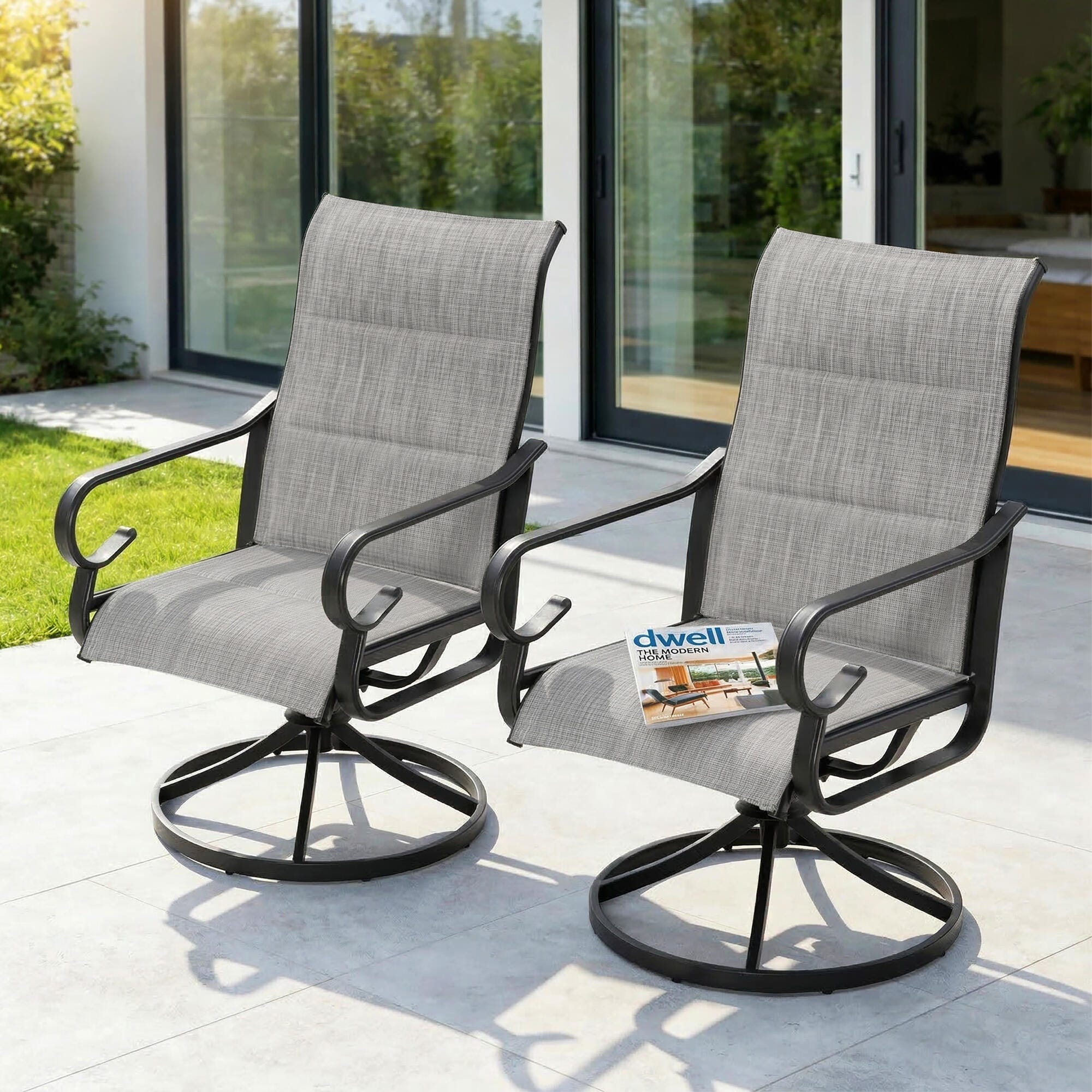 Nuu Garden Outdoor Swivel Dining Chair (Set of 2), Light Gray, large