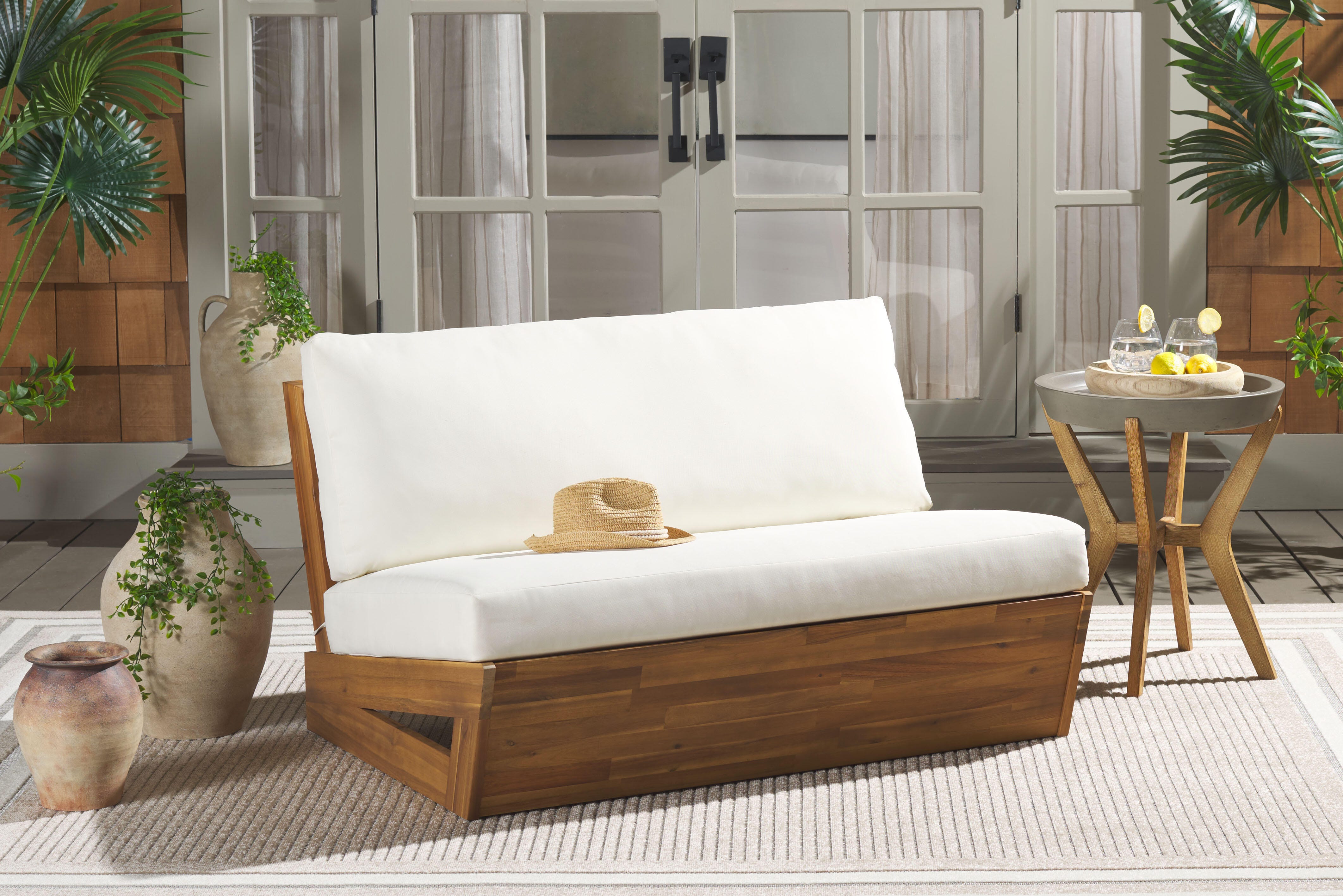 Safavieh Lynn Outdoor Loveseat, Tan/Cream