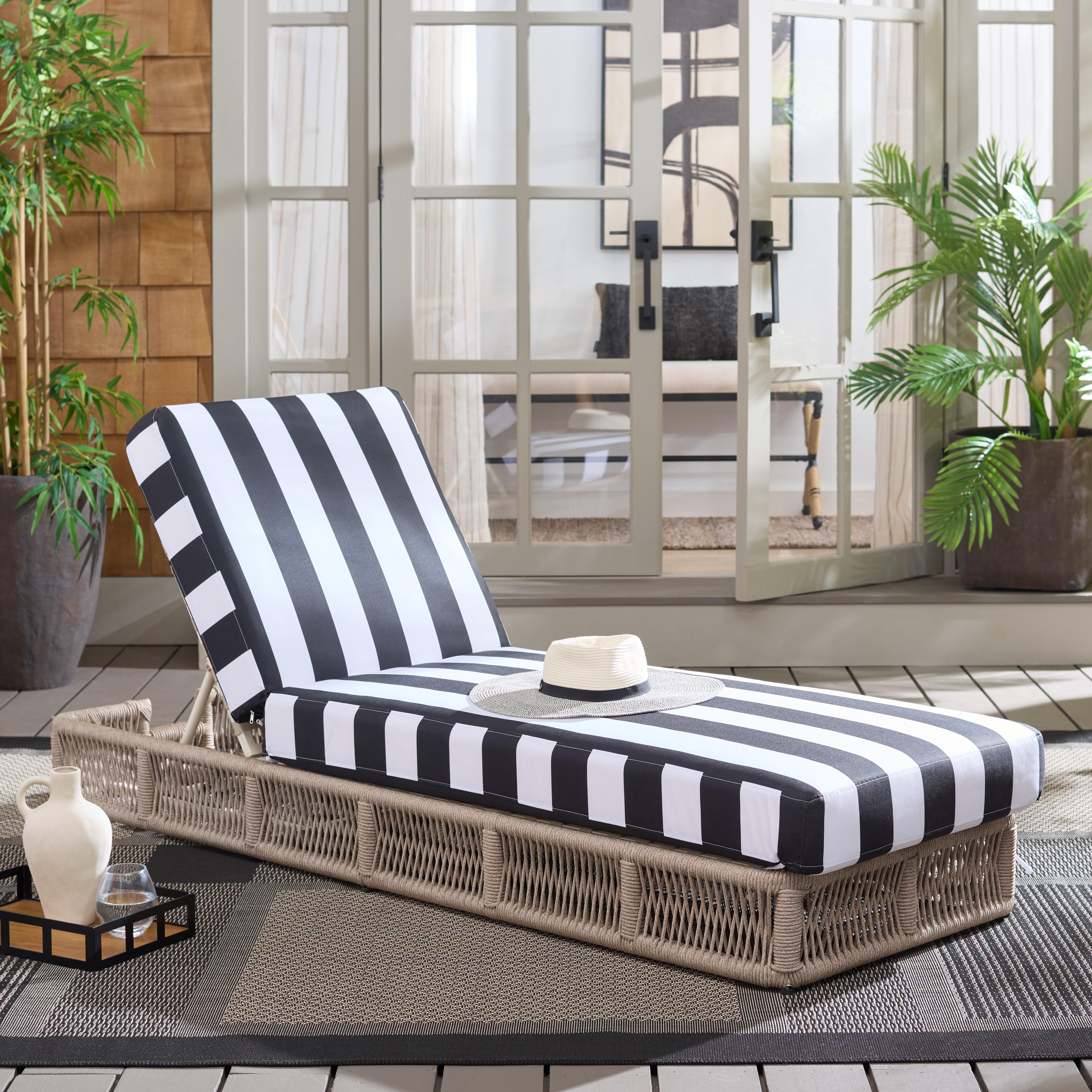 Ashley Safavieh Gillian Outdoor Chaise Lounge In Tan/black