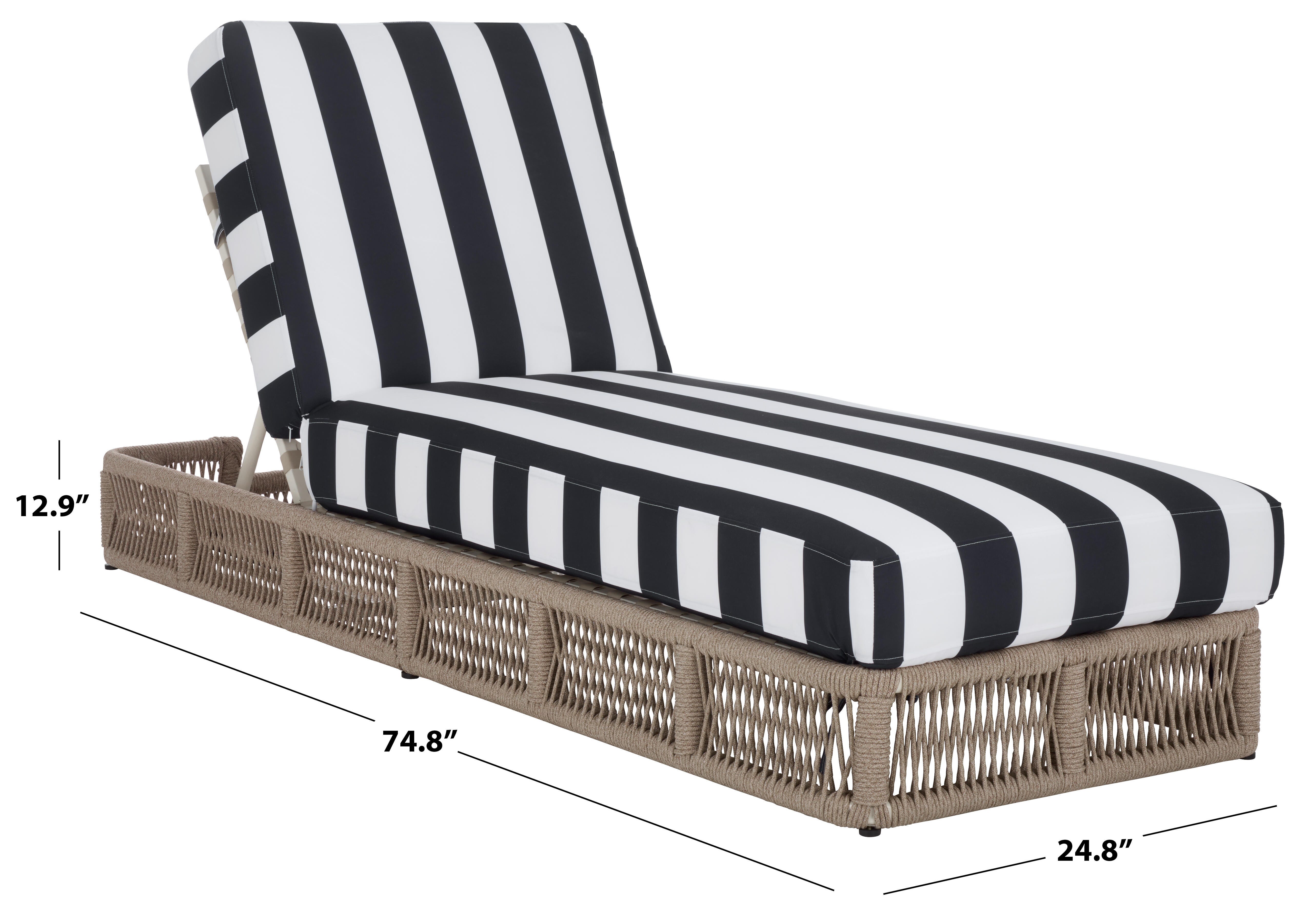 Safavieh Gillian Outdoor Chaise Lounge, Tan/Navy, large