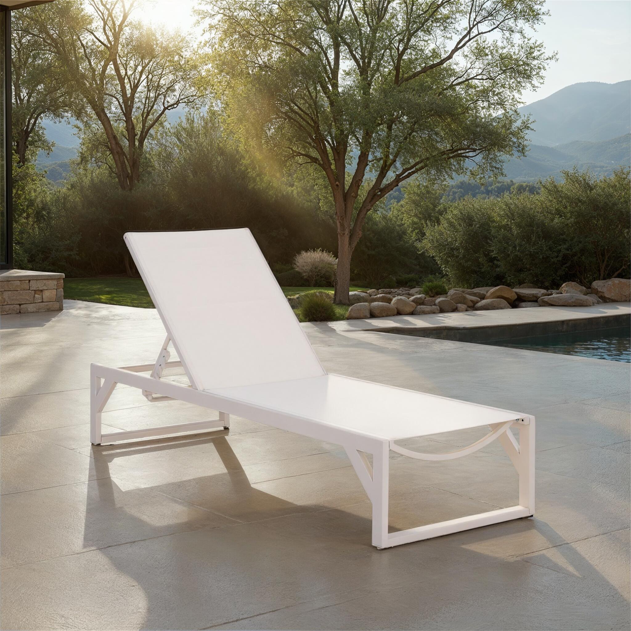 Safavieh Jordan Outdoor Chaise Lounge, White, rollover