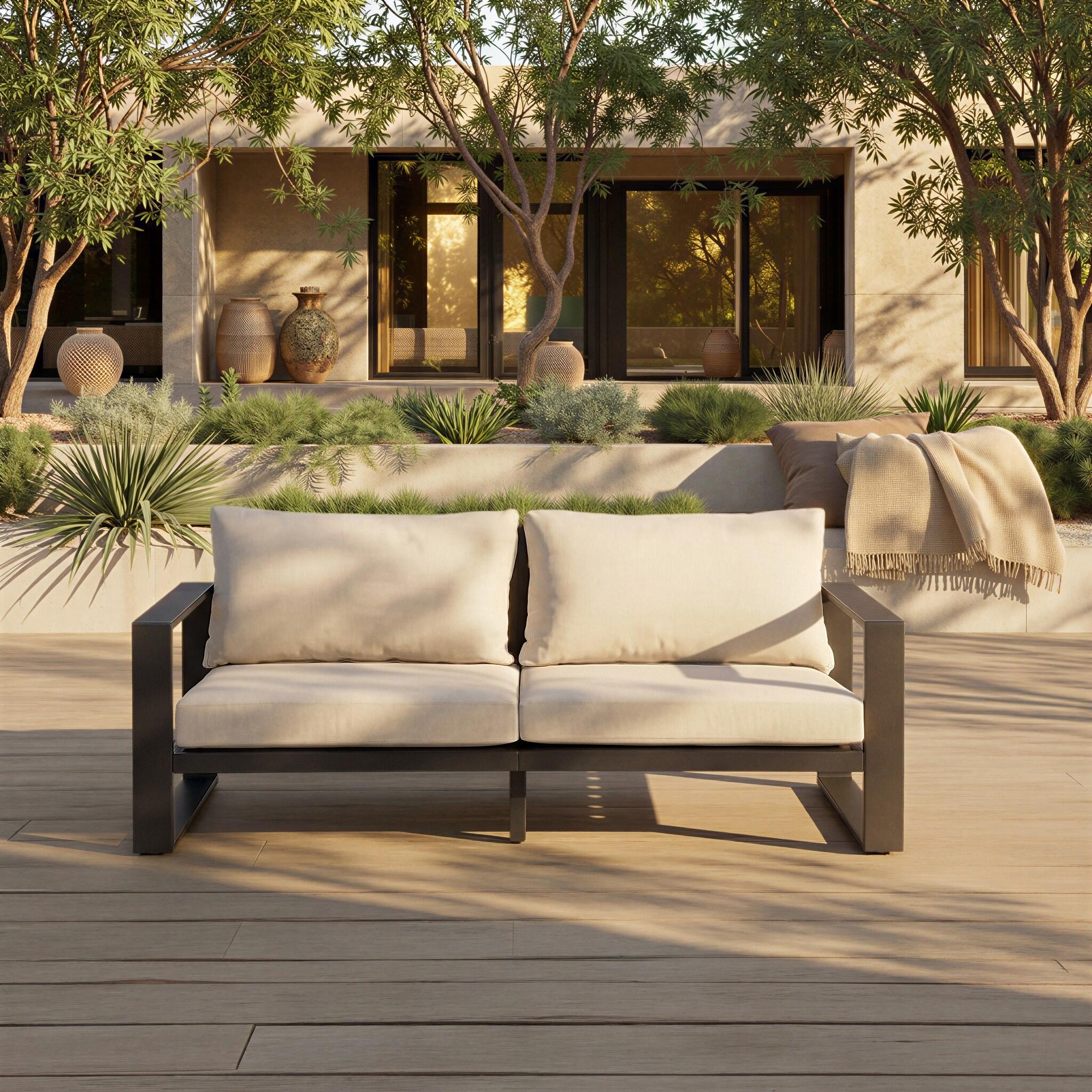 Safavieh Fash Outdoor Loveseat, Brown/Beige