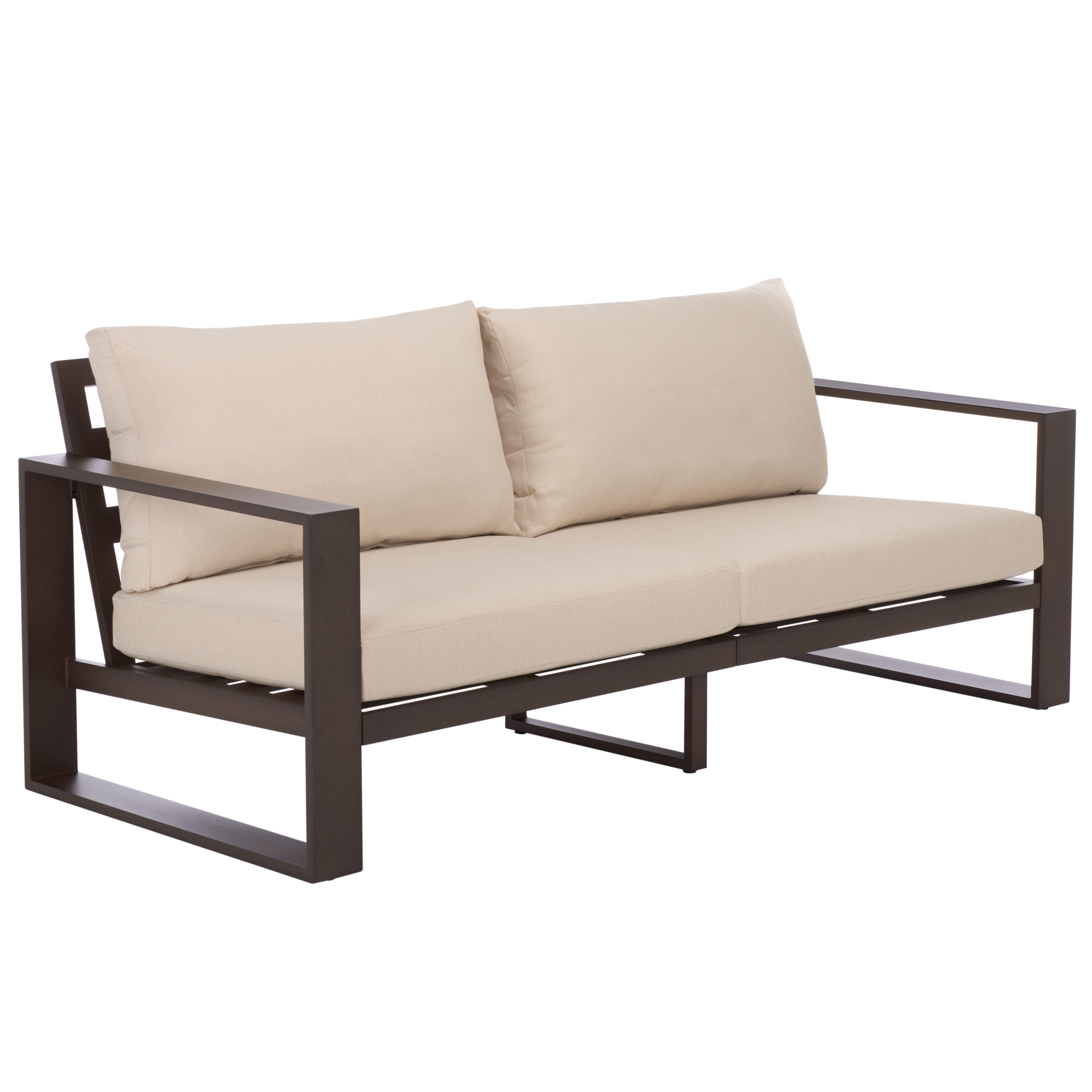 Safavieh Fash Outdoor Loveseat, Brown/Beige, large