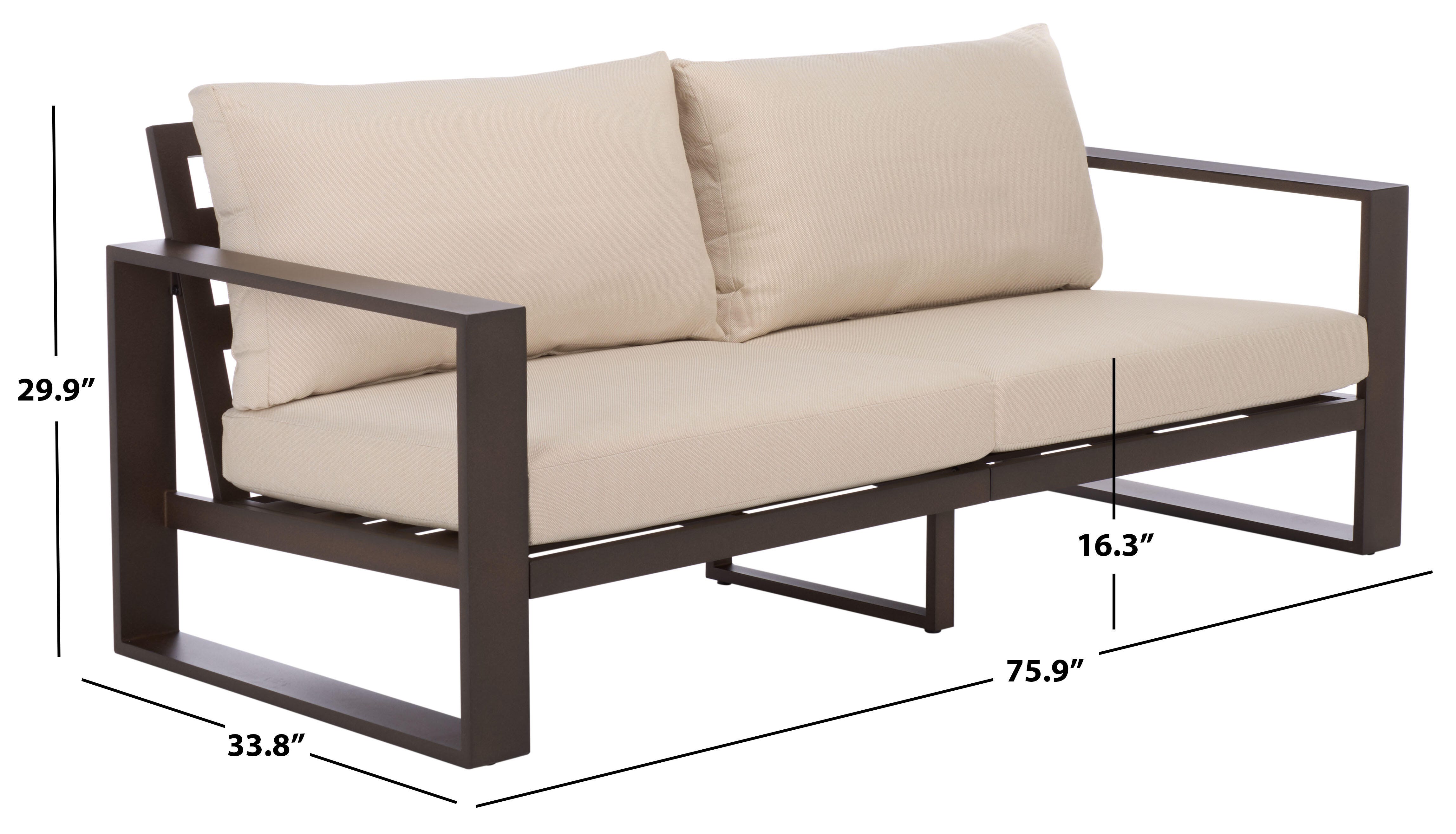 Safavieh Fash Outdoor Loveseat, Brown/Beige, large