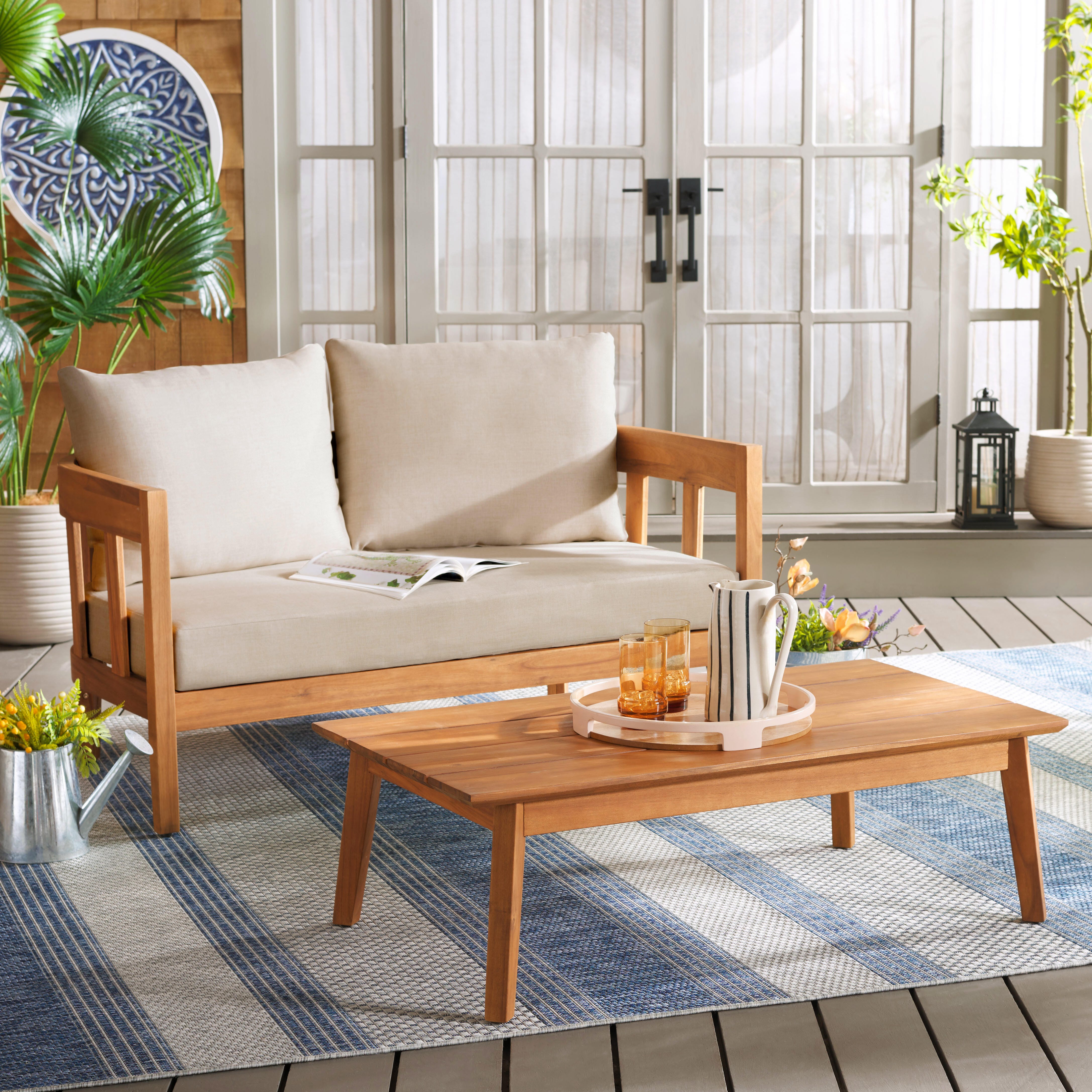 Safavieh Owen Outdoor Loveseat With Table