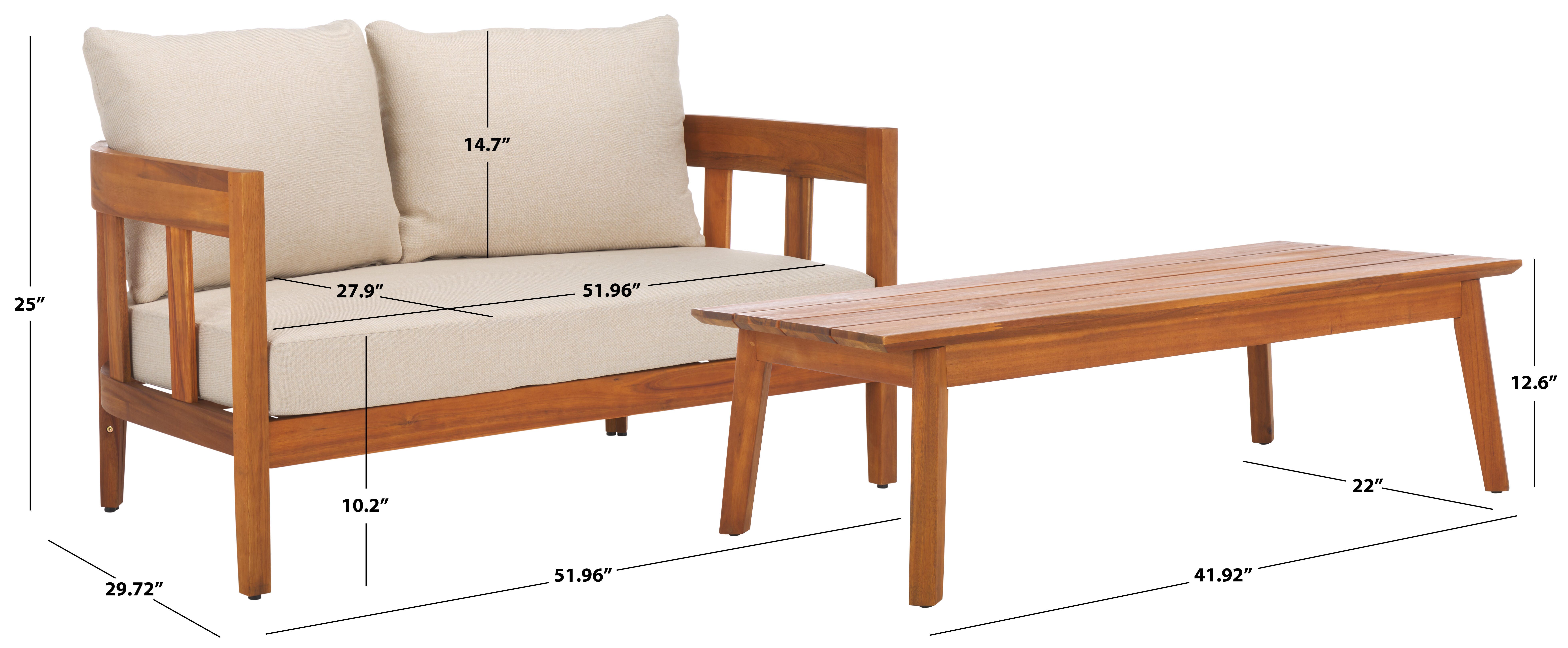 Safavieh Owen Outdoor Loveseat With Table, , large