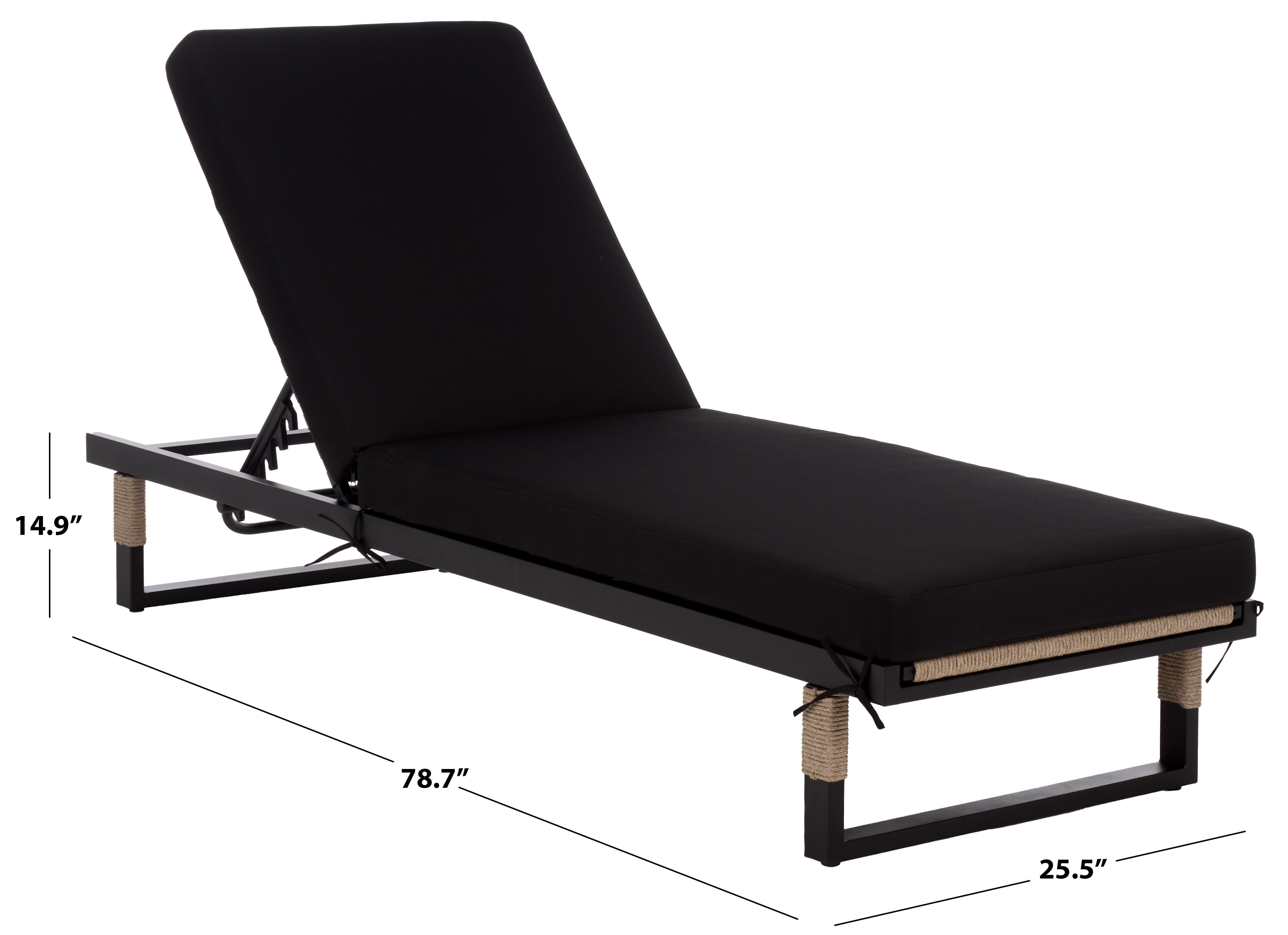 Safavieh Arman Outdoor Chaise Lounge, Black, large