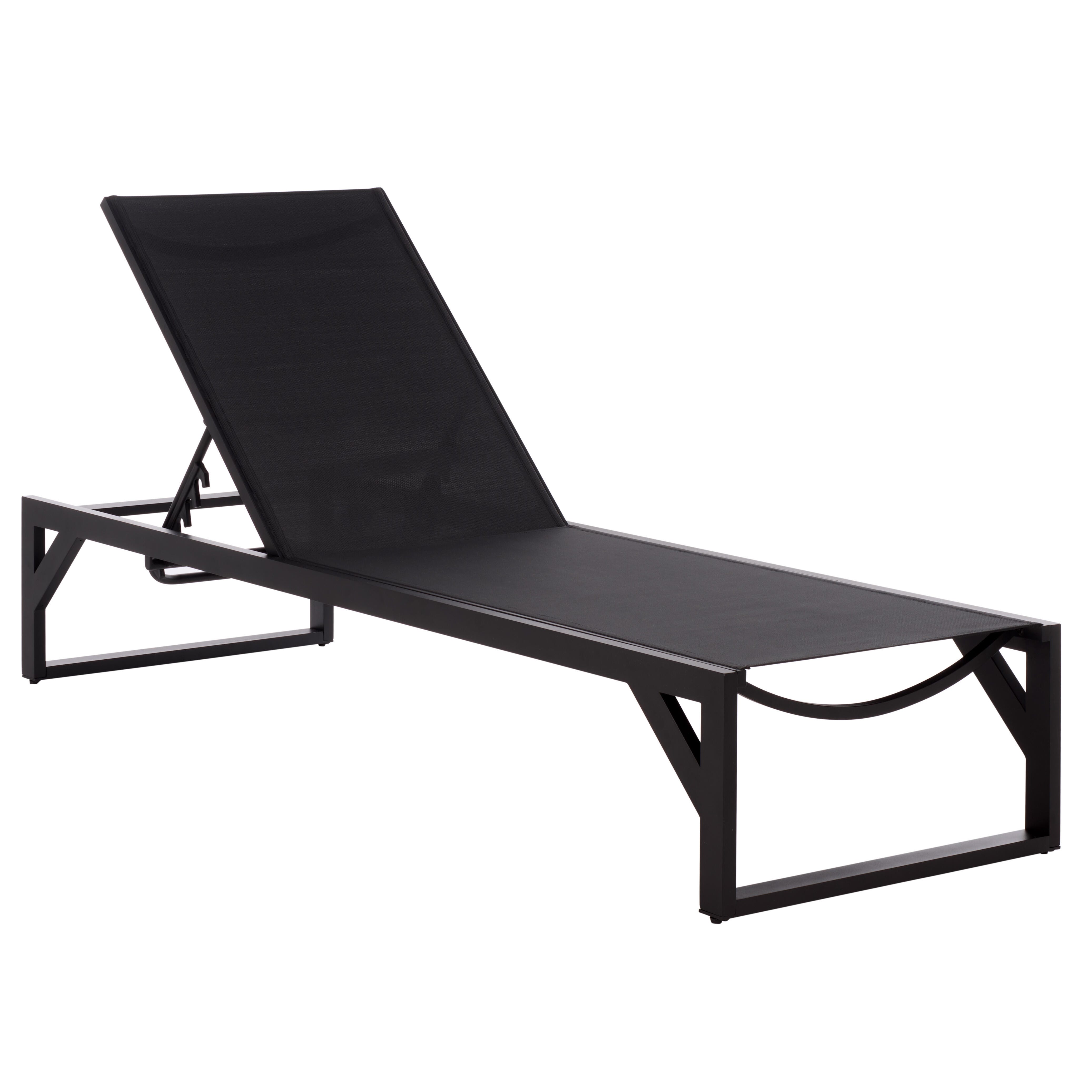 Safavieh Jordan Outdoor Chaise Lounge, Black, large