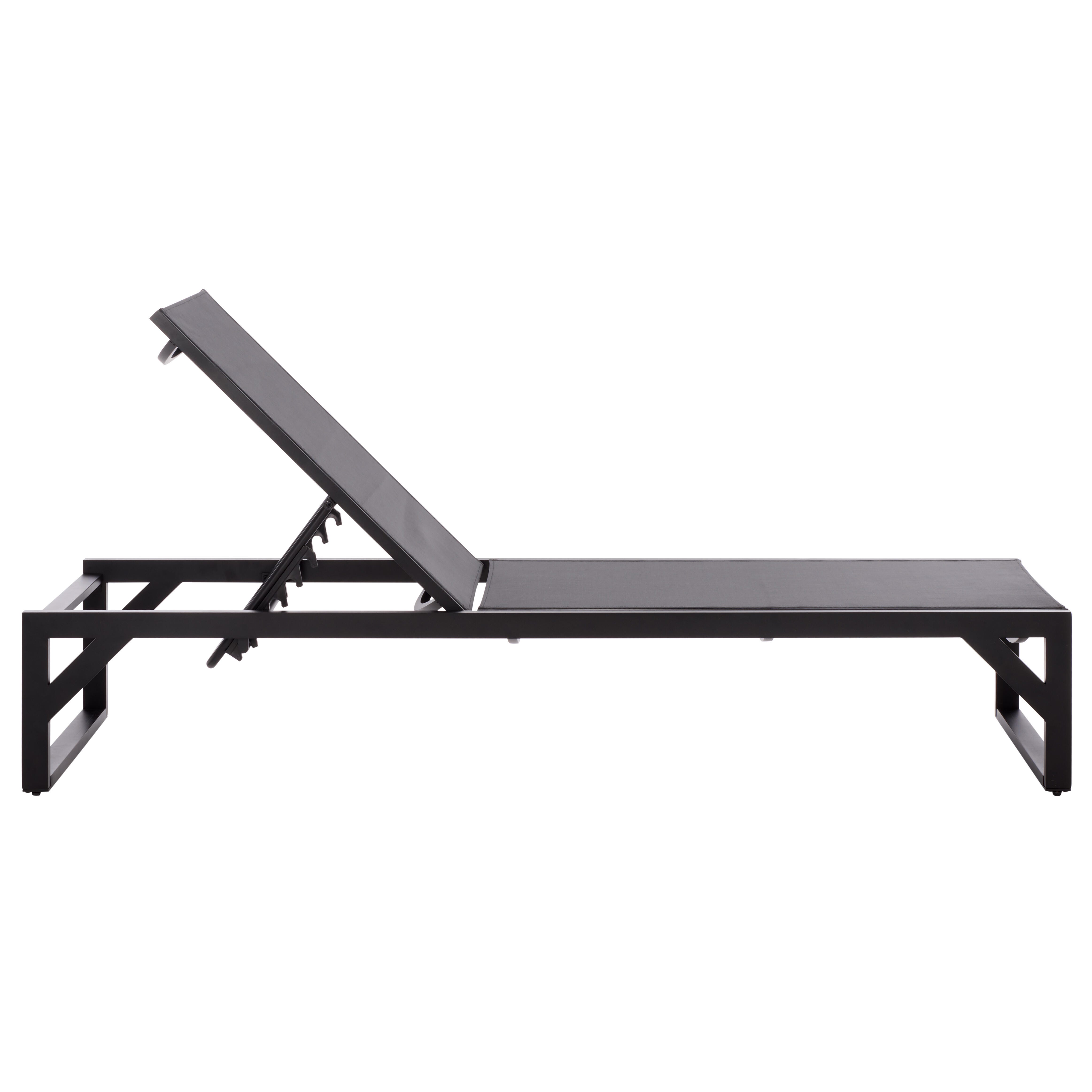 Safavieh Jordan Outdoor Chaise Lounge, Black, large