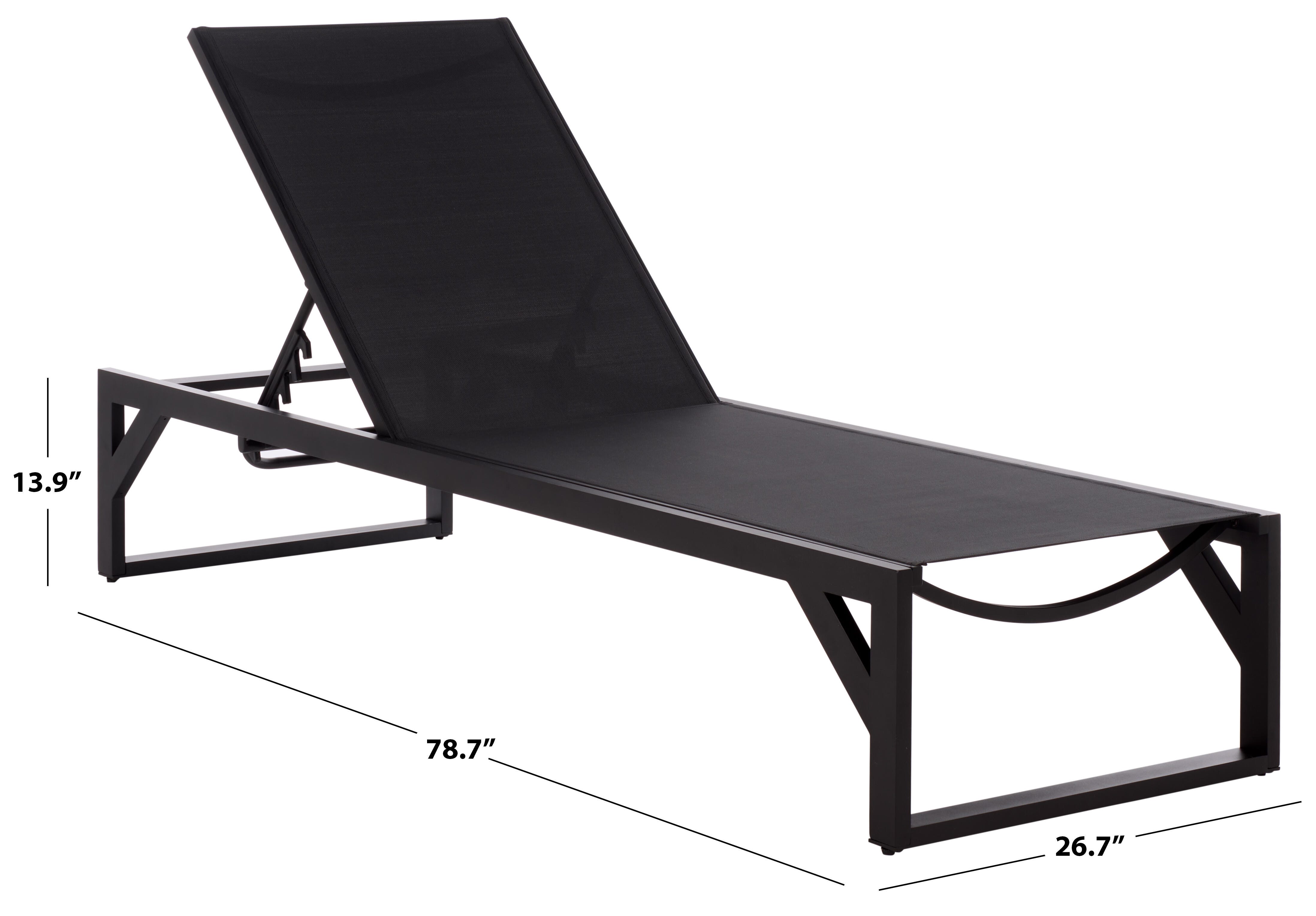 Safavieh Jordan Outdoor Chaise Lounge, Black, large