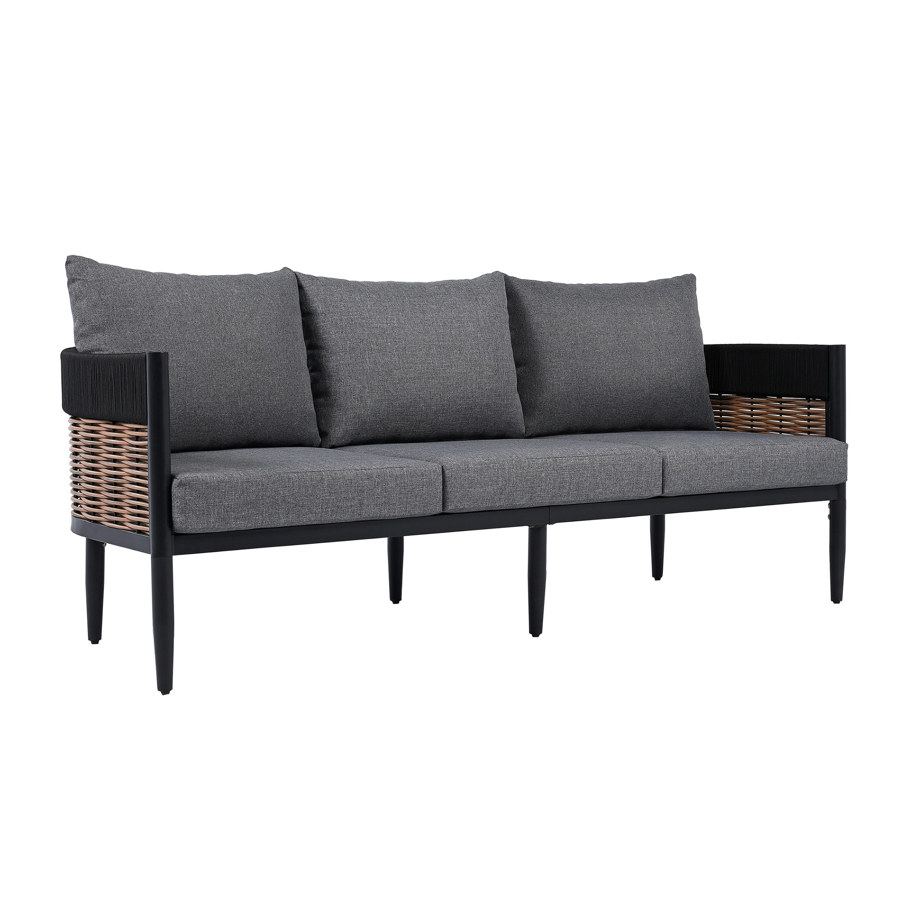 Safavieh Harrison Outdoor Sofa, Black/Gray, large