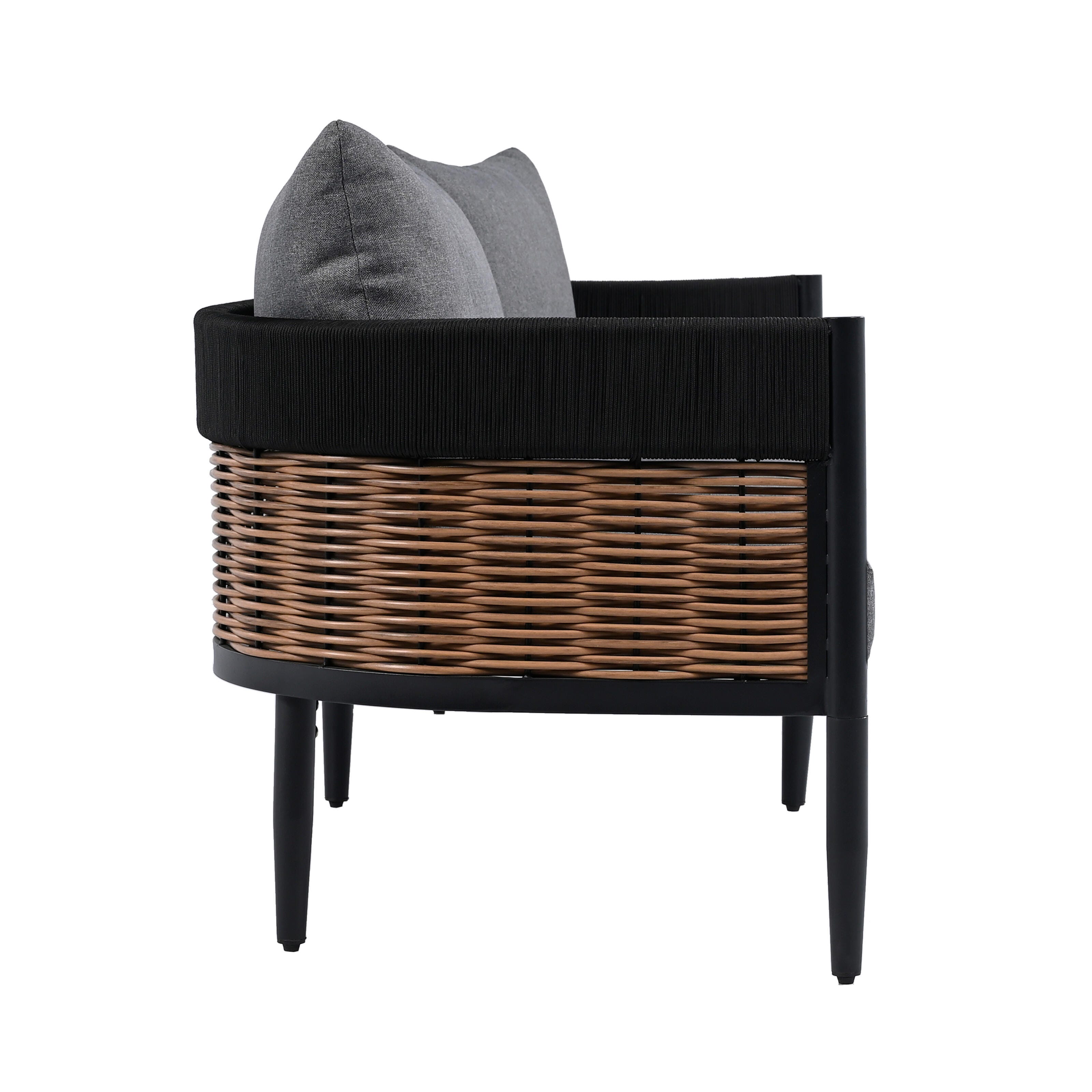 Safavieh Harrison Outdoor Sofa, Black/Gray, large