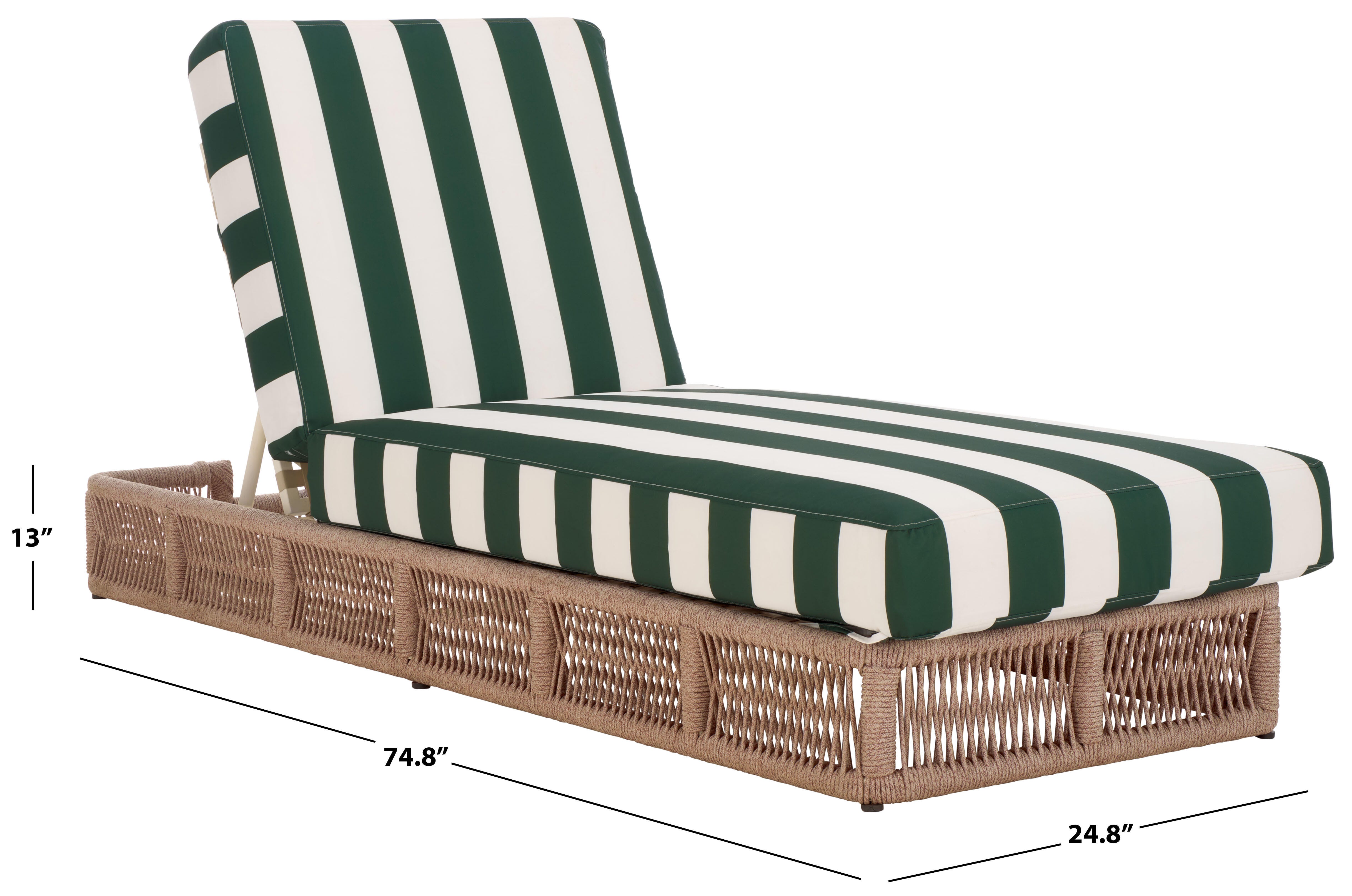 Safavieh Gillian Outdoor Chaise Lounge, Tan/Green, large