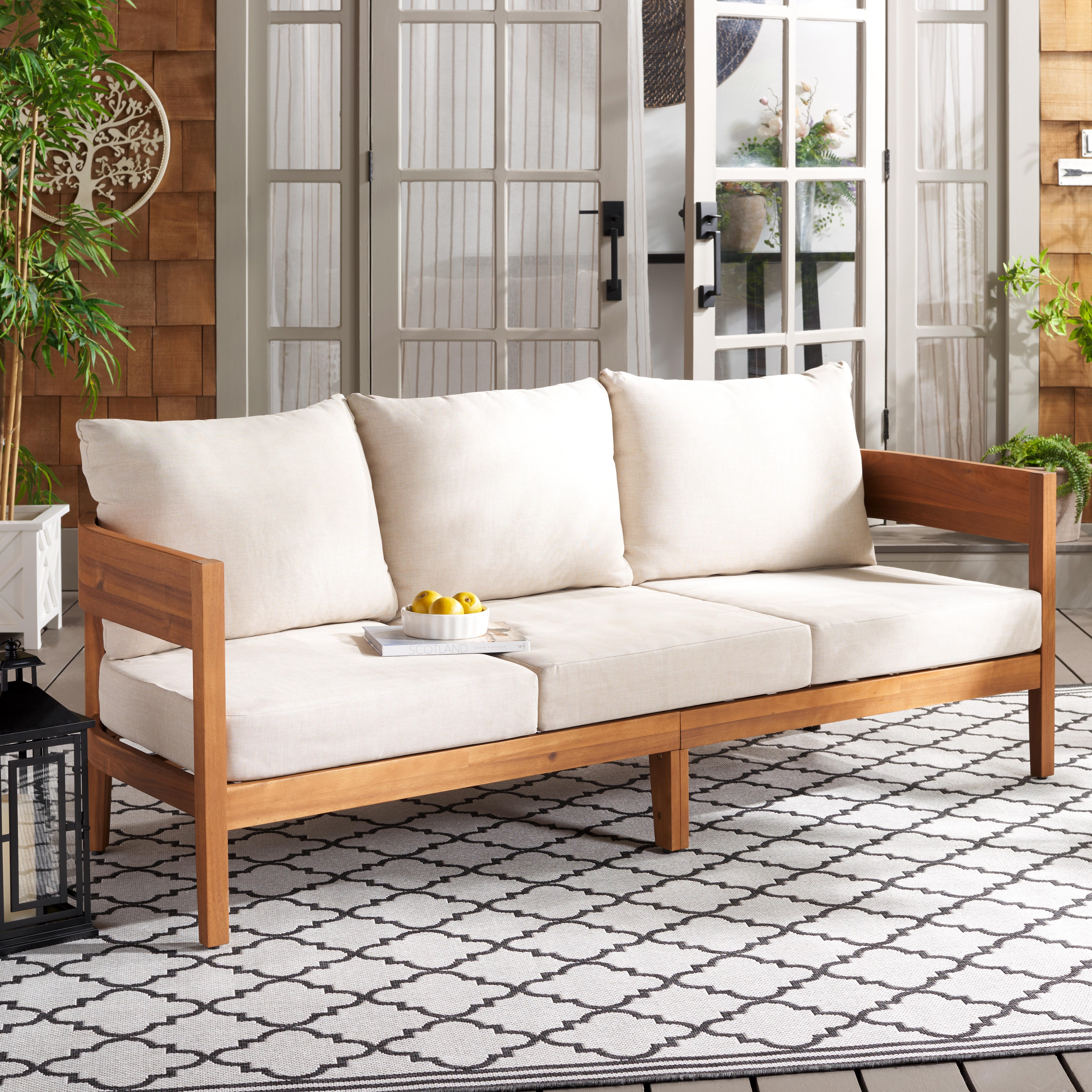 Safavieh Owen Outdoor Sofa, Brown/Beige, rollover