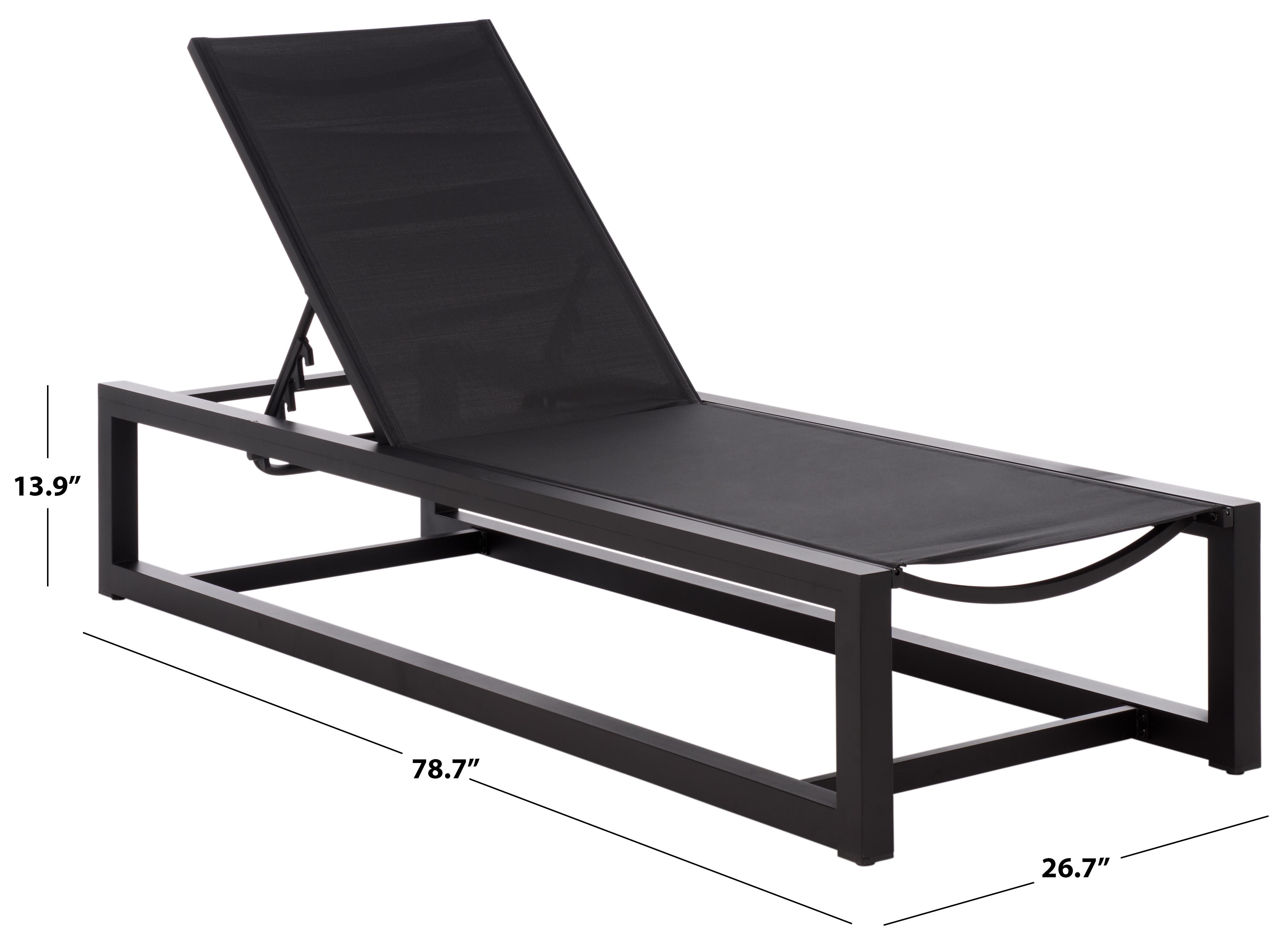 Safavieh Logan Outdoor Chaise Lounge, Black, large