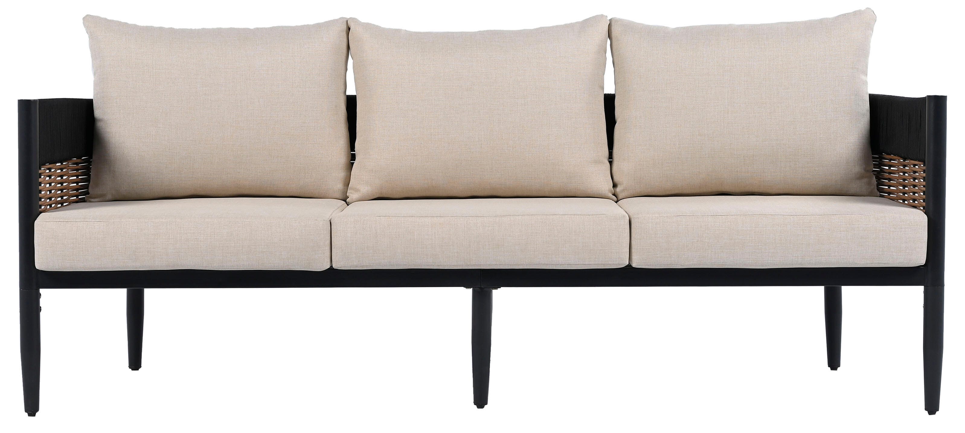 Safavieh Harrison Outdoor Sofa, Black/Tan, large