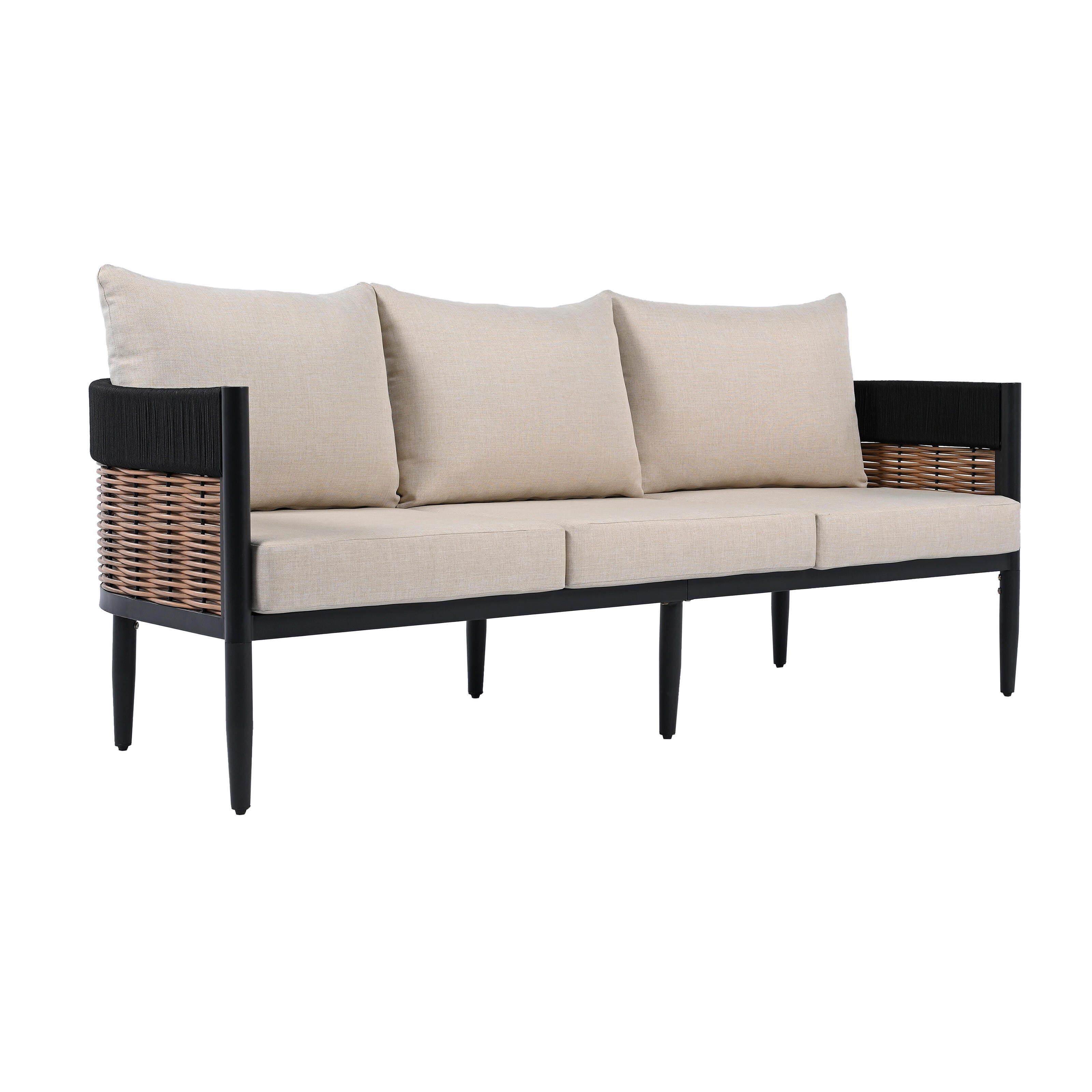 Safavieh Harrison Outdoor Sofa, Black/Tan, large